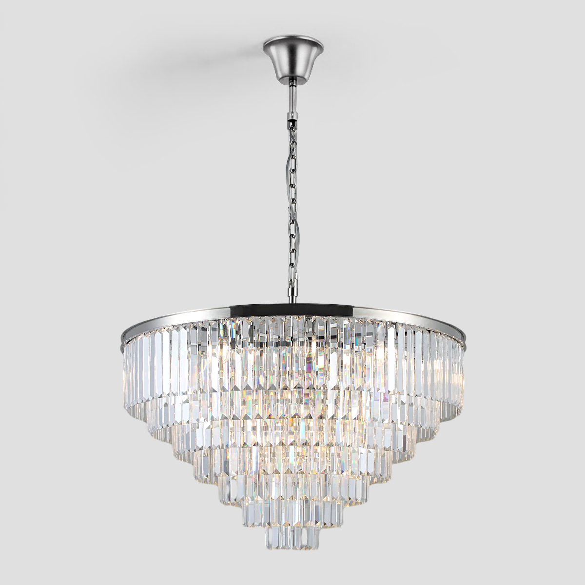 Olmavor 1920s-Style Multi-Tier Clear/Smoke Crystal Round Chandelier - XYlight