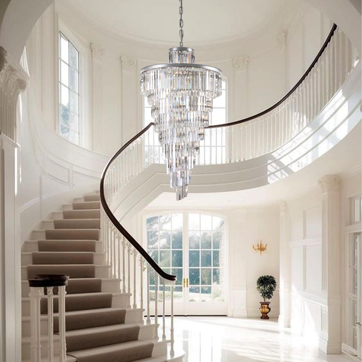 Olmavor 1920s-Style Multi-Tier Crystal Rod Chandelier - XYlight