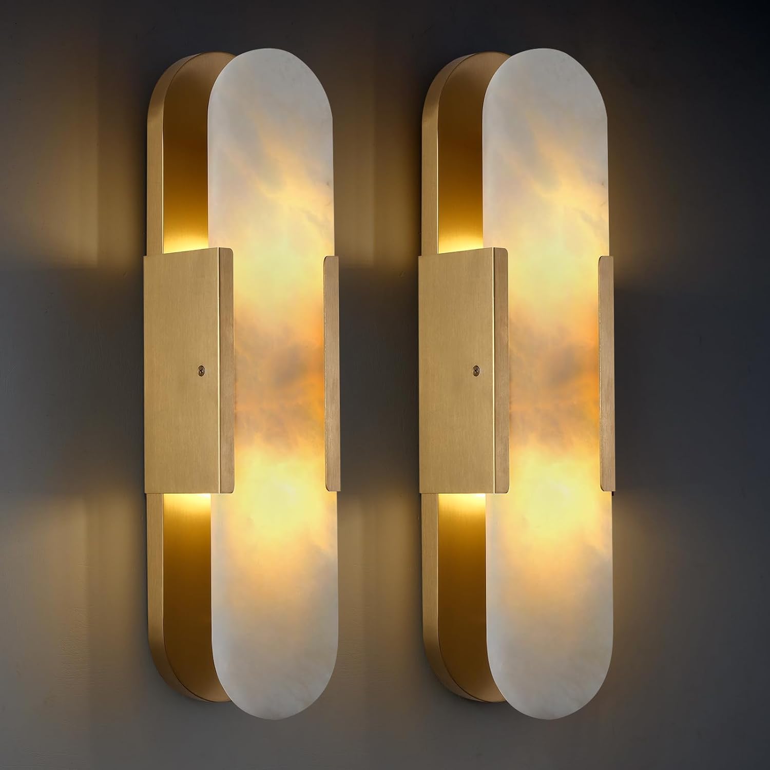 Ovelrune Oval-Shaped Alabaster Wall Sconce 13.8" - XYlight