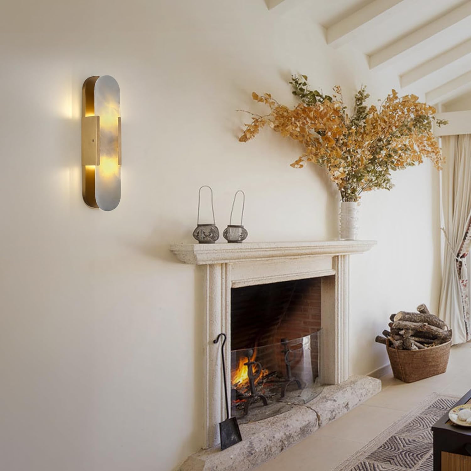 Ovelrune Oval-Shaped Alabaster Wall Sconce 13.8" - XYlight