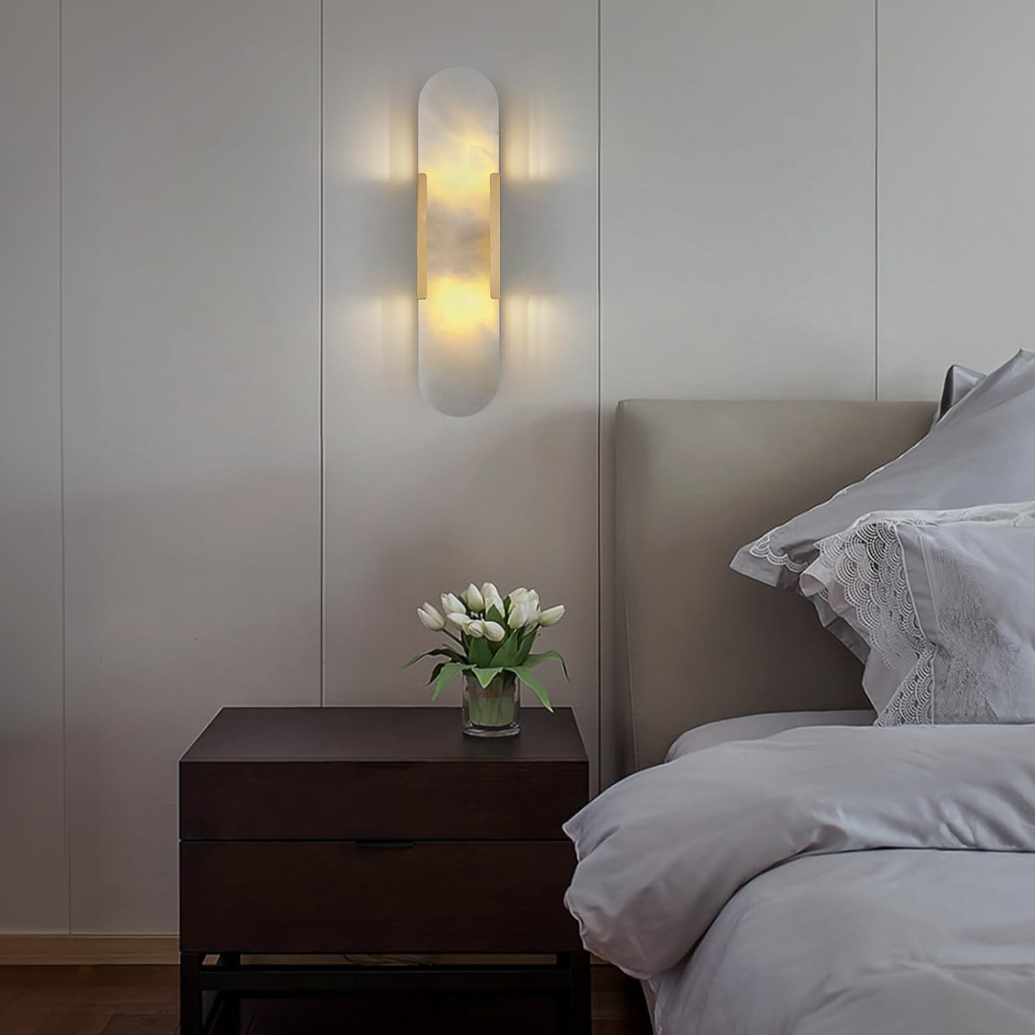 Ovelrune Oval-Shaped Alabaster Wall Sconce 13.8" - XYlight