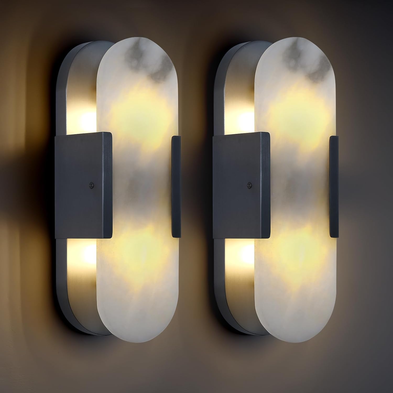 Ovelrune Oval-Shaped Alabaster Wall Sconce 13.8" - XYlight