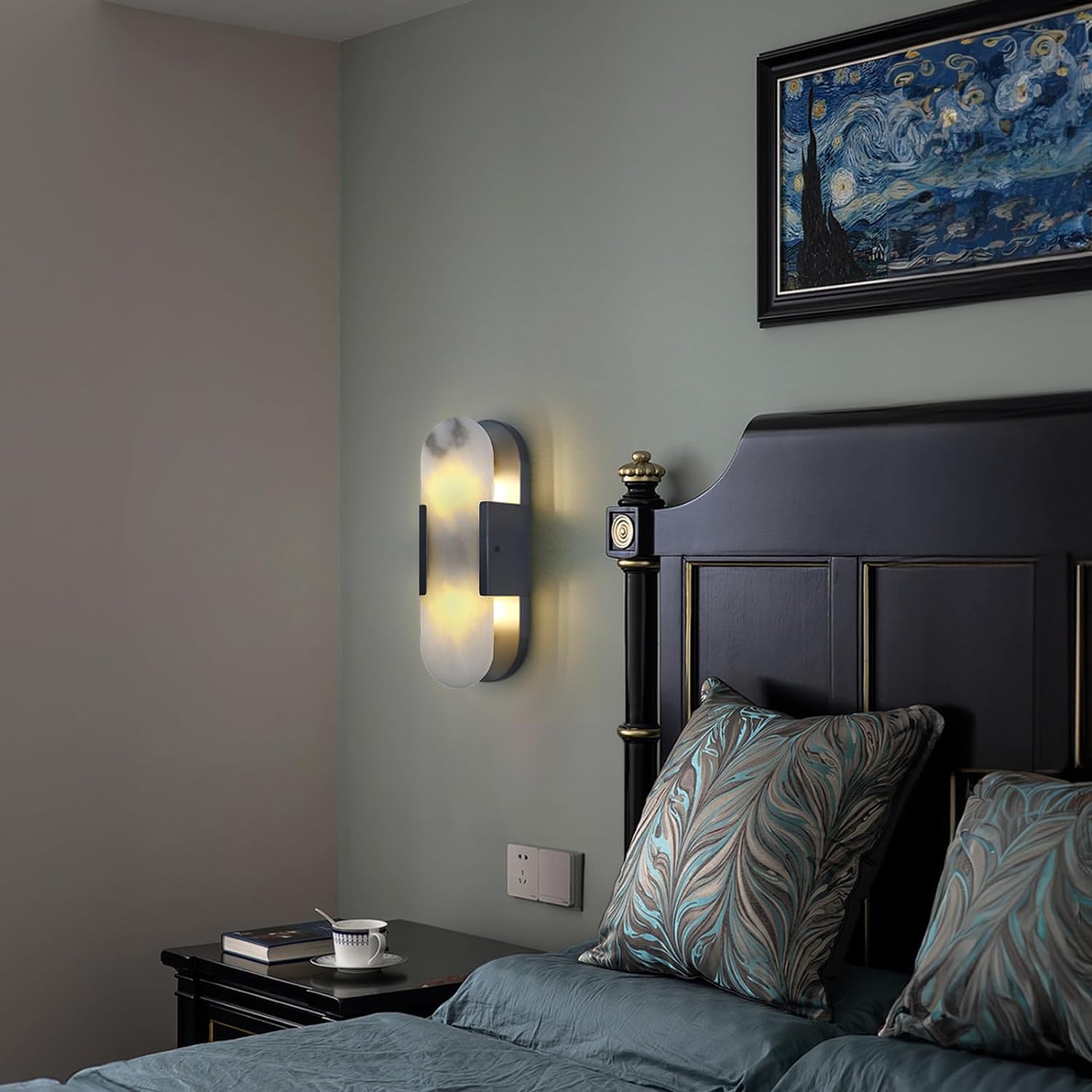 Ovelrune Oval-Shaped Alabaster Wall Sconce 13.8" - XYlight