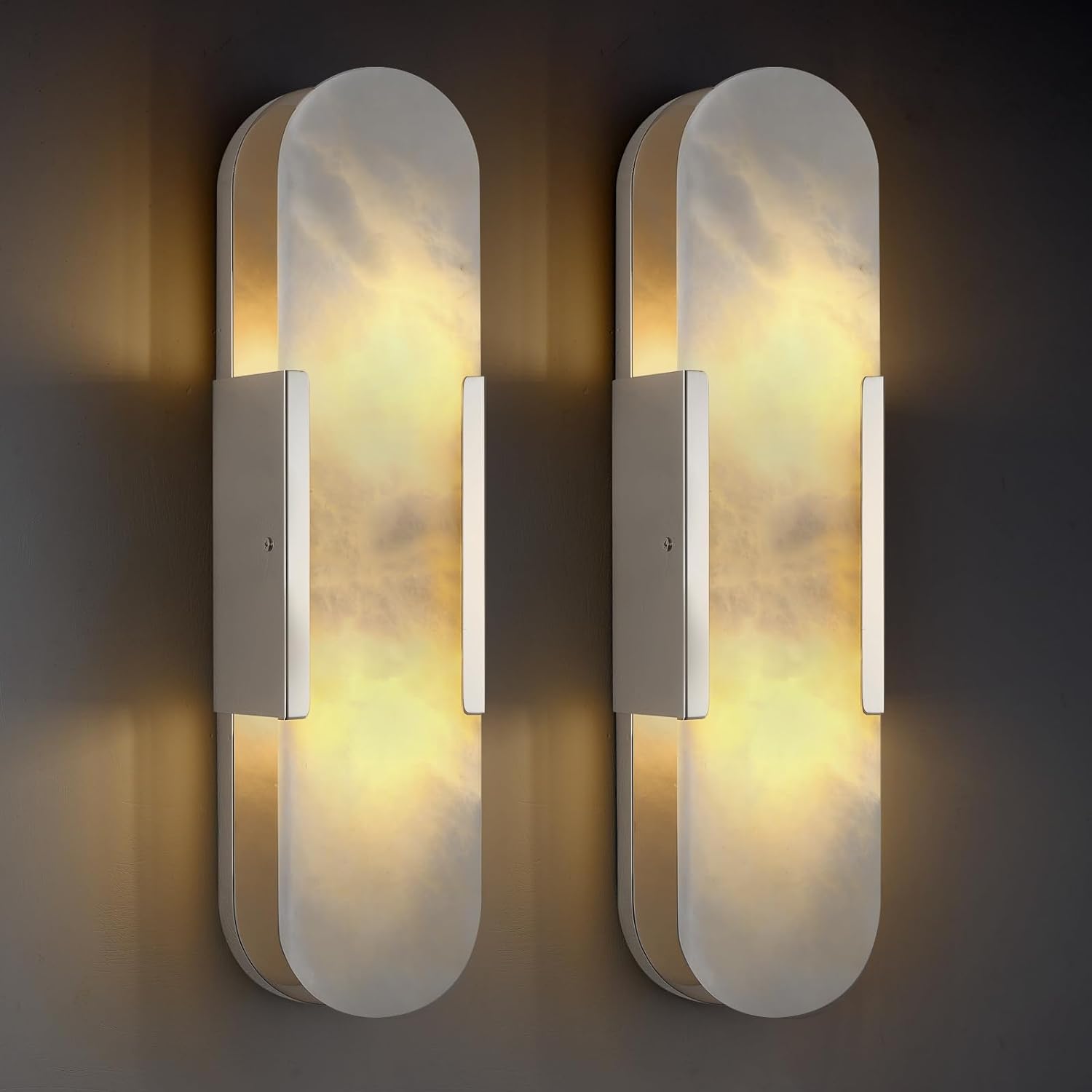Ovelrune Oval-Shaped Alabaster Wall Sconce 13.8" - XYlight