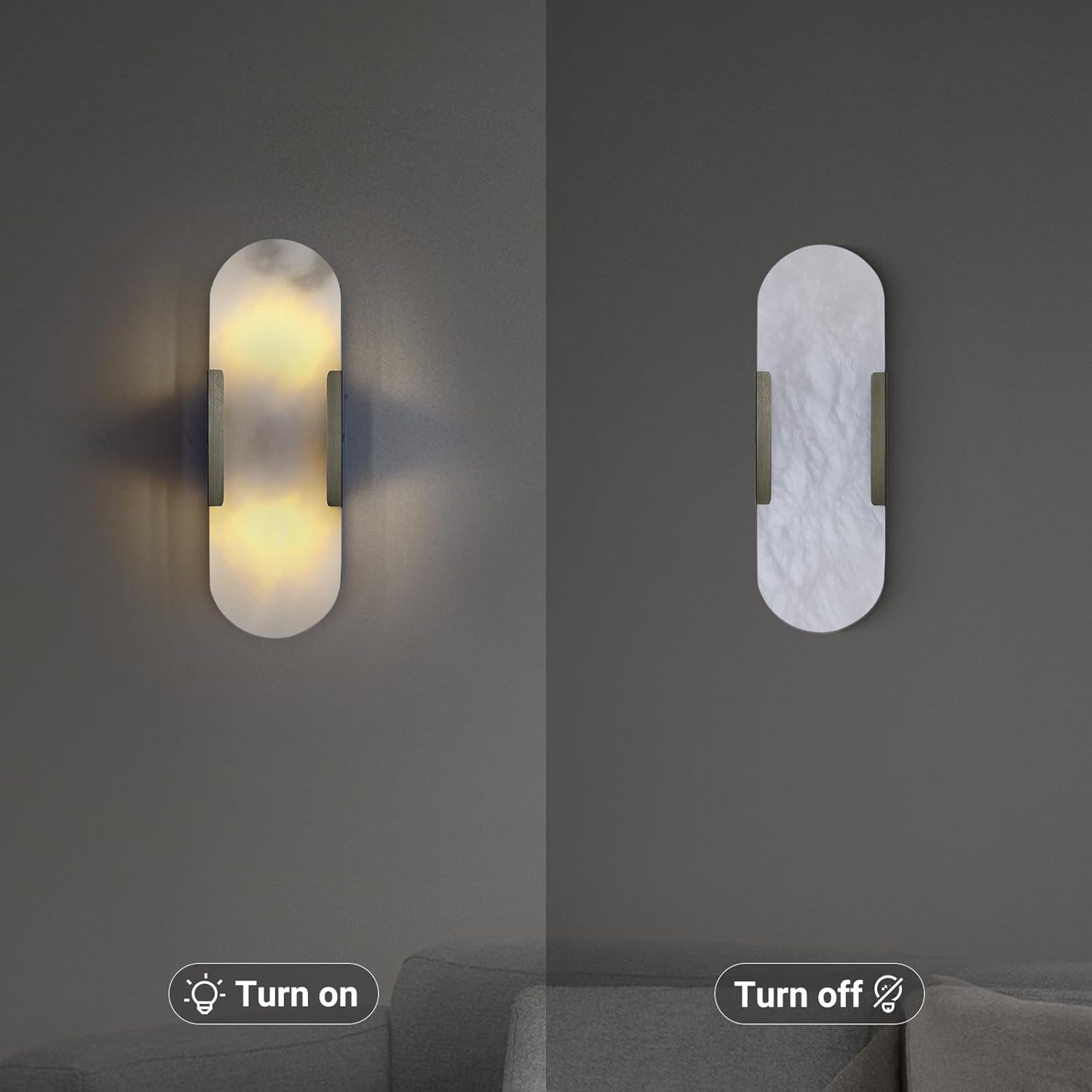 Ovelrune Oval-Shaped Alabaster Wall Sconce 13.8" - XYlight
