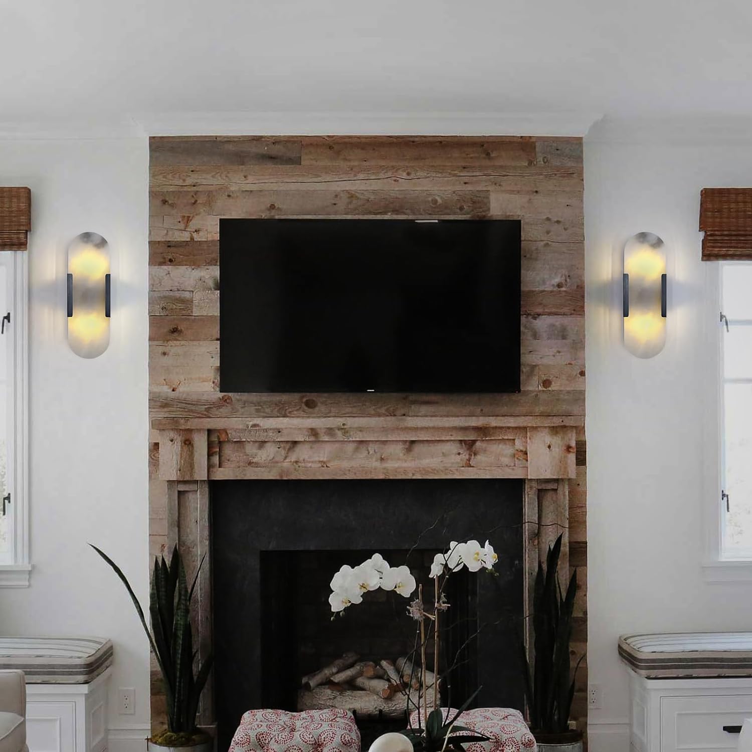 Ovelrune Oval-Shaped Alabaster Wall Sconce 13.8" - XYlight