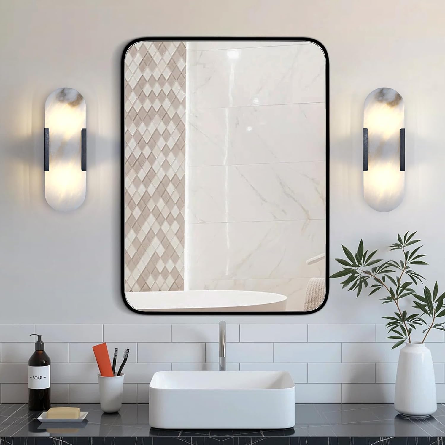Ovelrune Oval-Shaped Alabaster Wall Sconce 13.8" - XYlight
