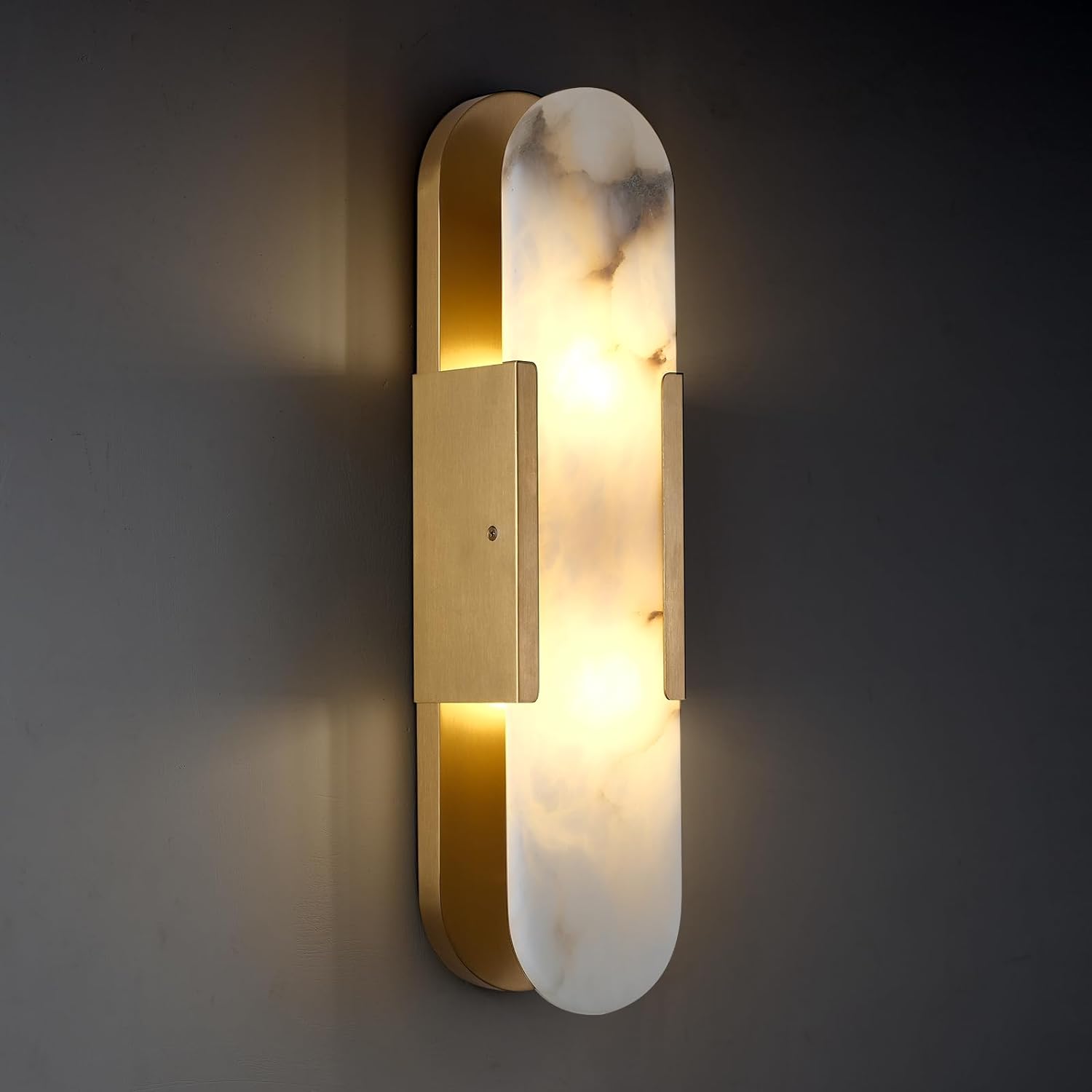 Ovelrune Oval-Shaped Alabaster Wall Sconce 13.8" - XYlight