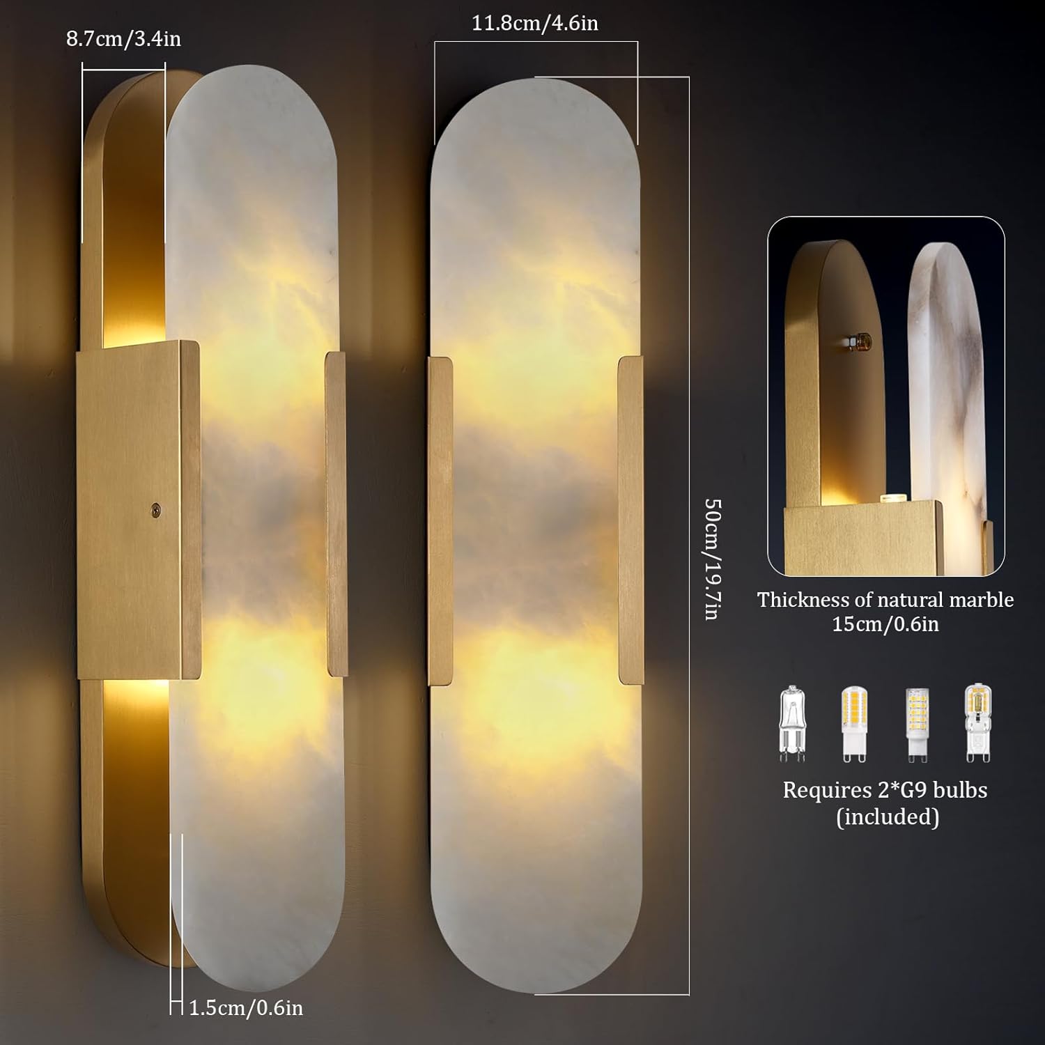 Ovelrune Oval-Shaped Alabaster Wall Sconce 13.8" - XYlight
