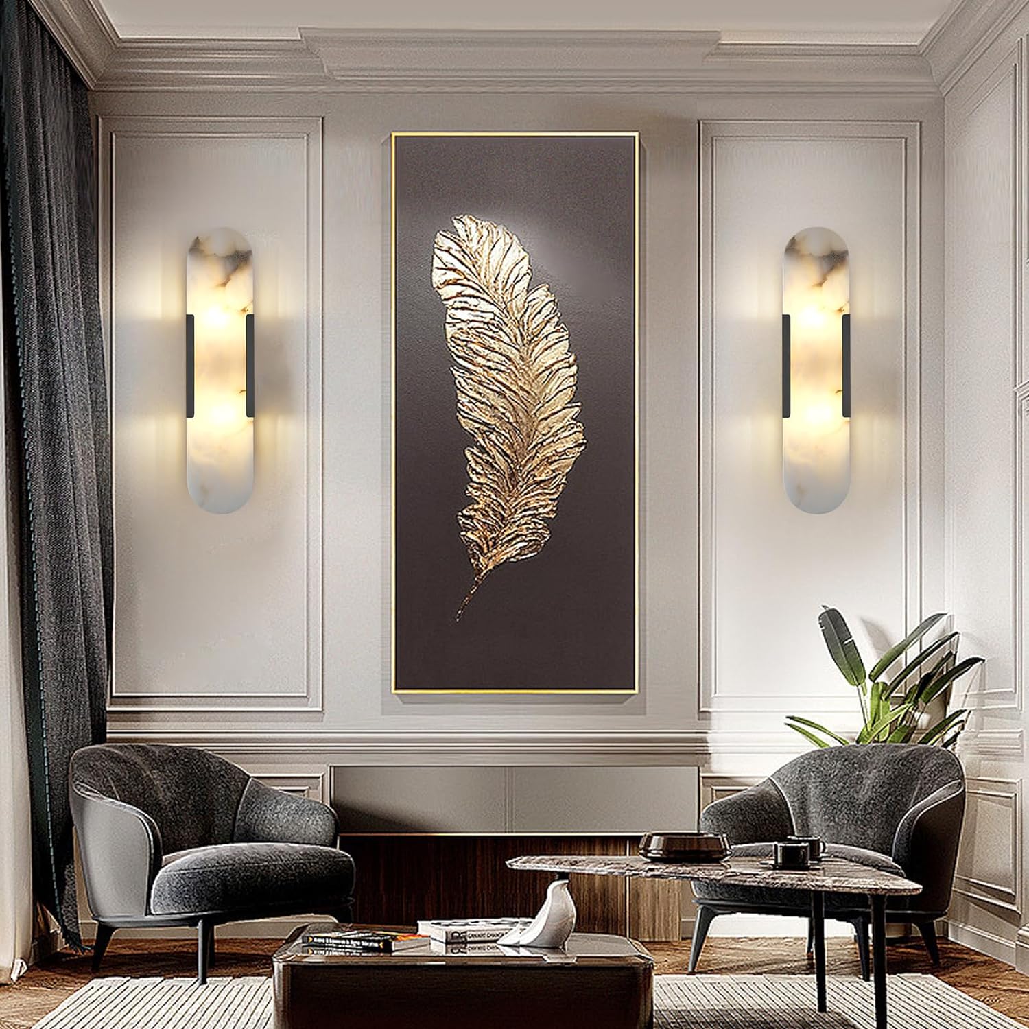 Ovelrune Oval-Shaped Alabaster Wall Sconce 13.8" - XYlight