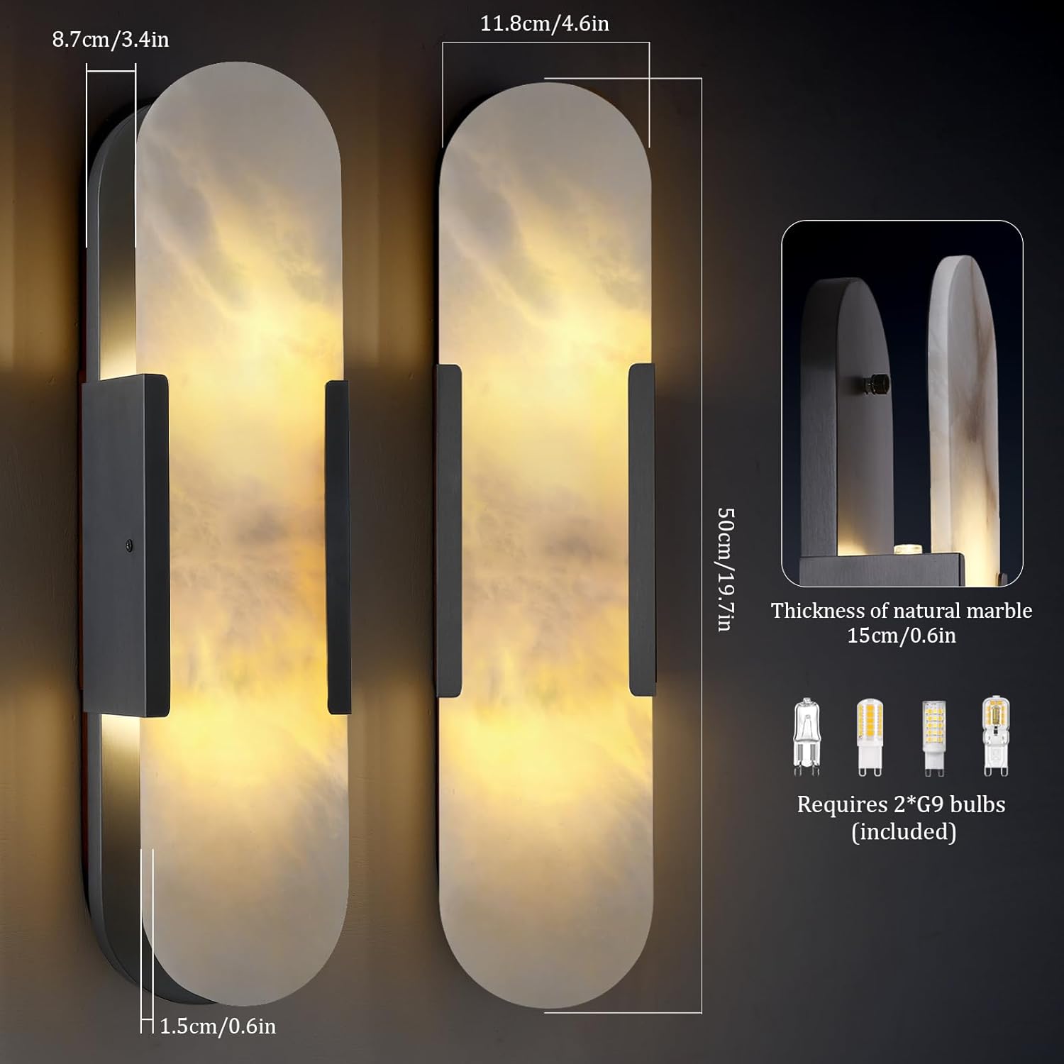Ovelrune Oval-Shaped Alabaster Wall Sconce 13.8" - XYlight