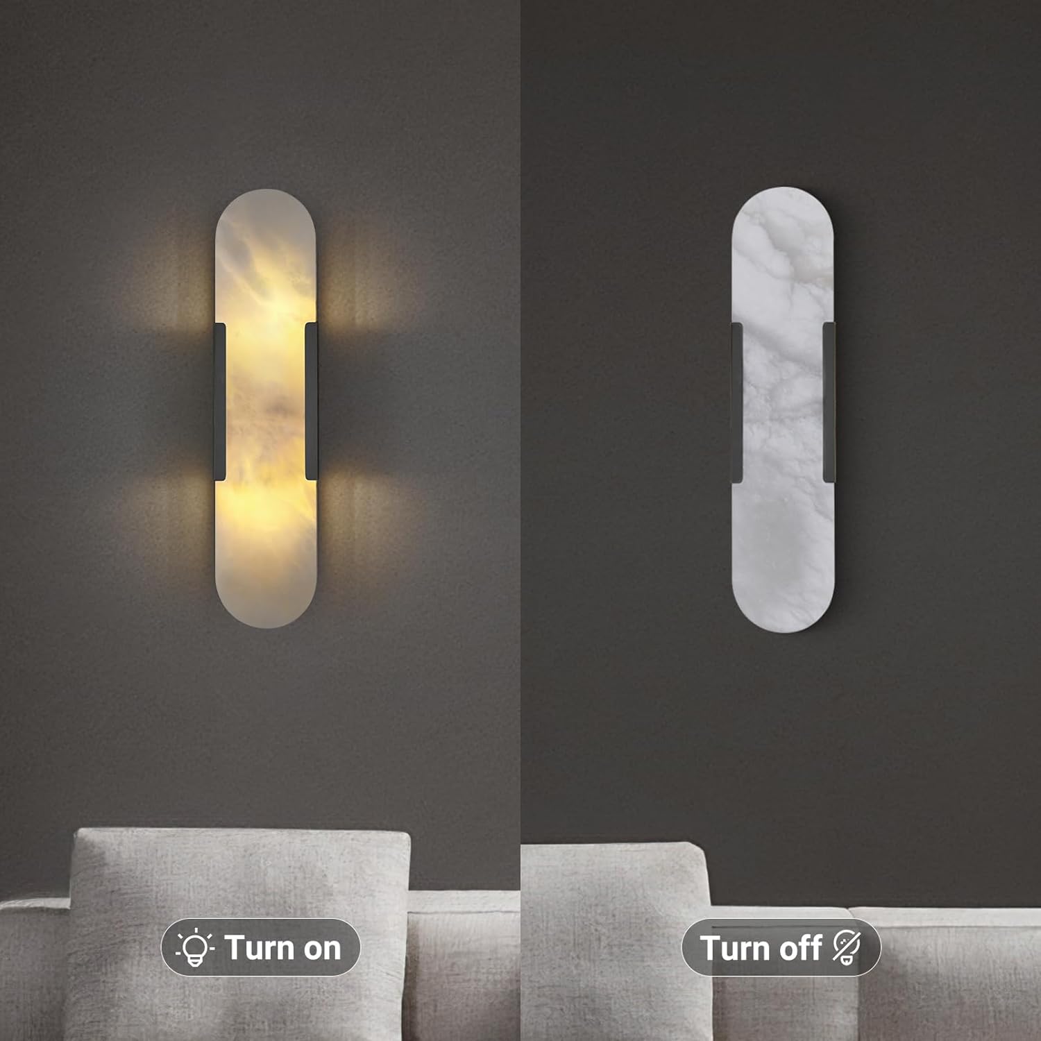 Ovelrune Oval-Shaped Alabaster Wall Sconce 13.8" - XYlight
