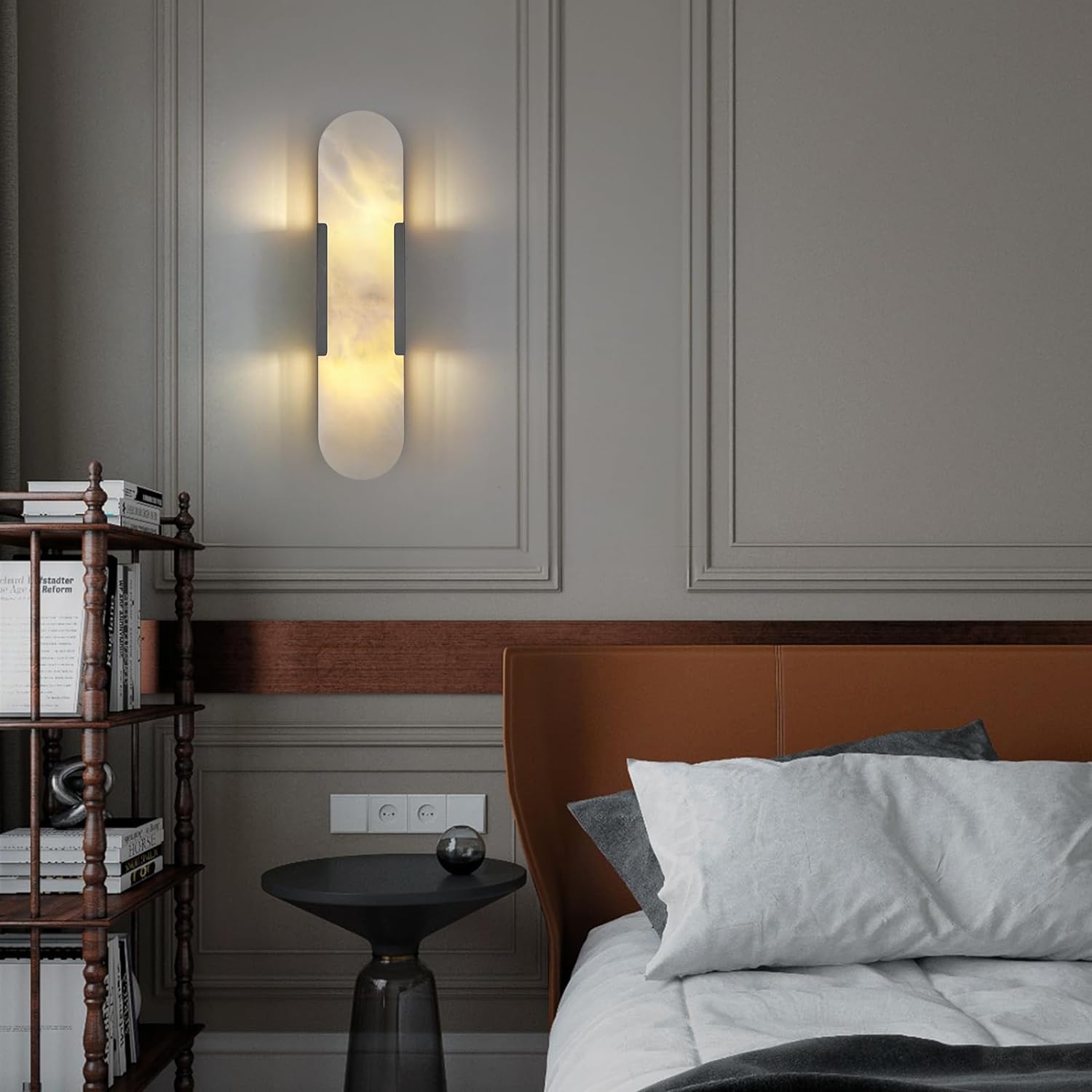 Ovelrune Oval-Shaped Alabaster Wall Sconce 13.8" - XYlight