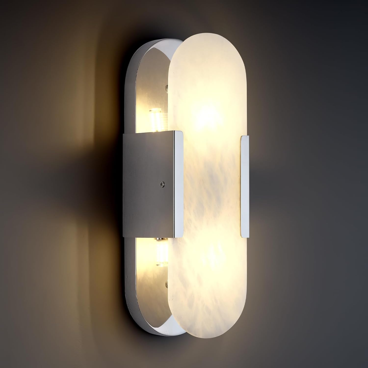 Ovelrune Oval-Shaped Alabaster Wall Sconce 13.8" - XYlight