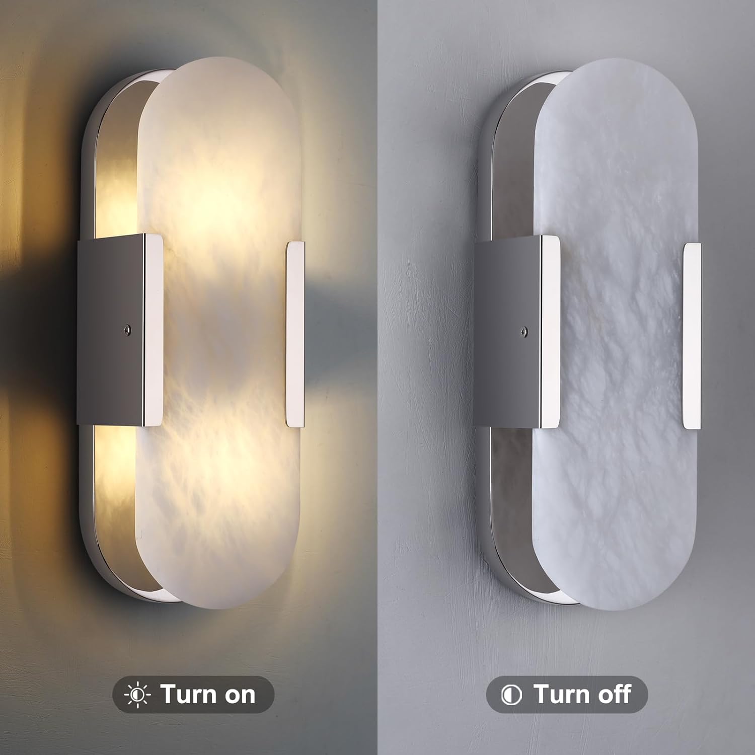 Ovelrune Oval-Shaped Alabaster Wall Sconce 13.8" - XYlight