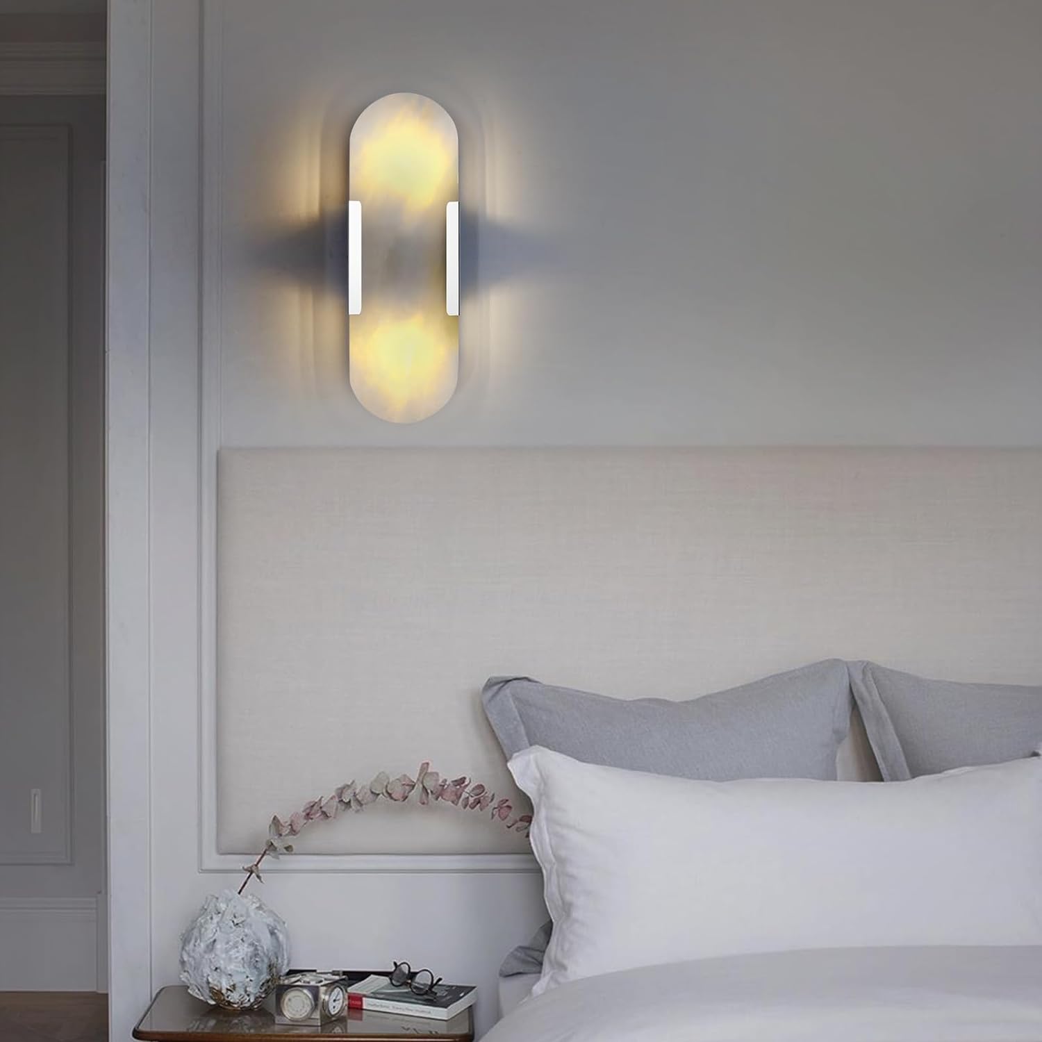 Ovelrune Oval-Shaped Alabaster Wall Sconce 13.8" - XYlight