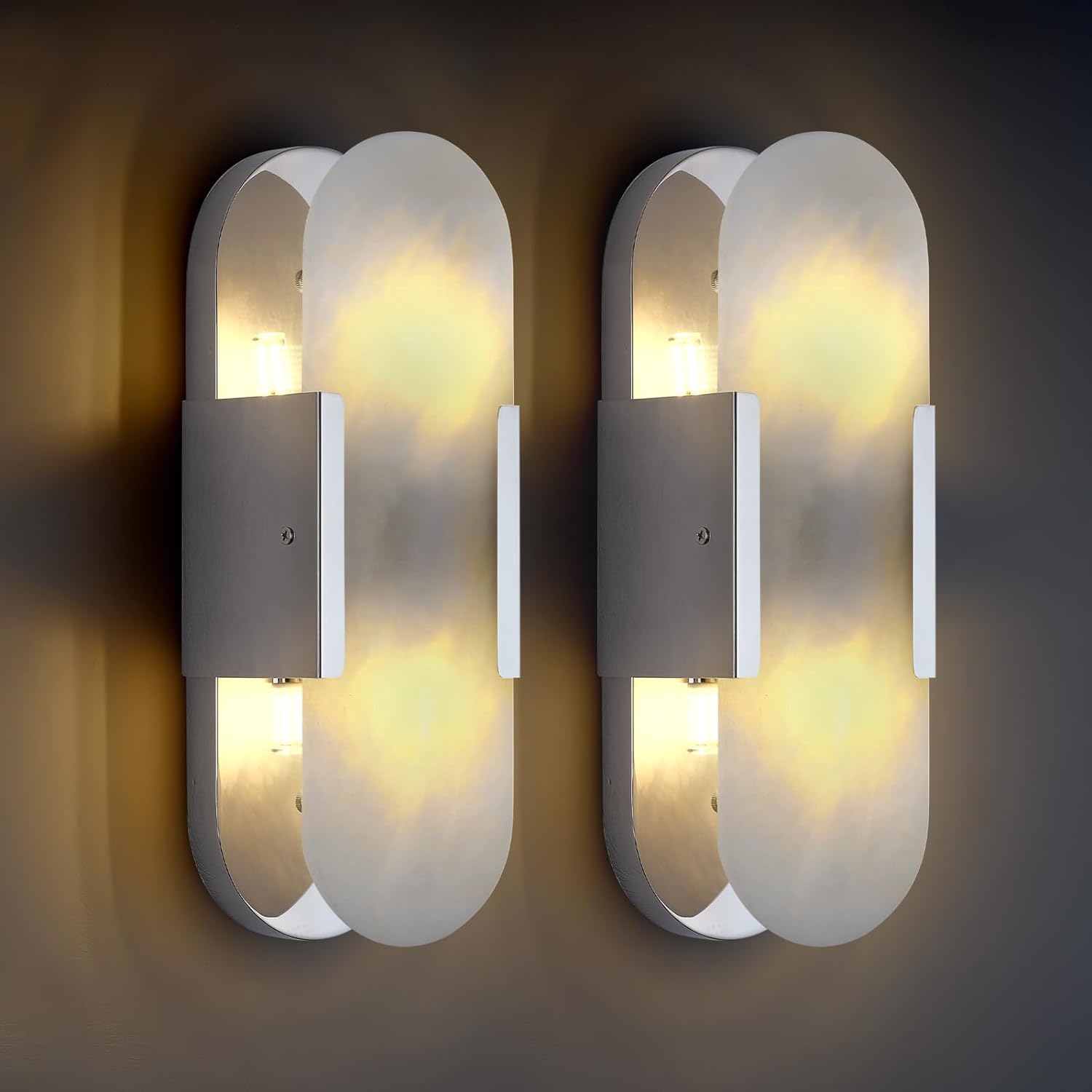 Ovelrune Oval-Shaped Alabaster Wall Sconce 13.8" - XYlight