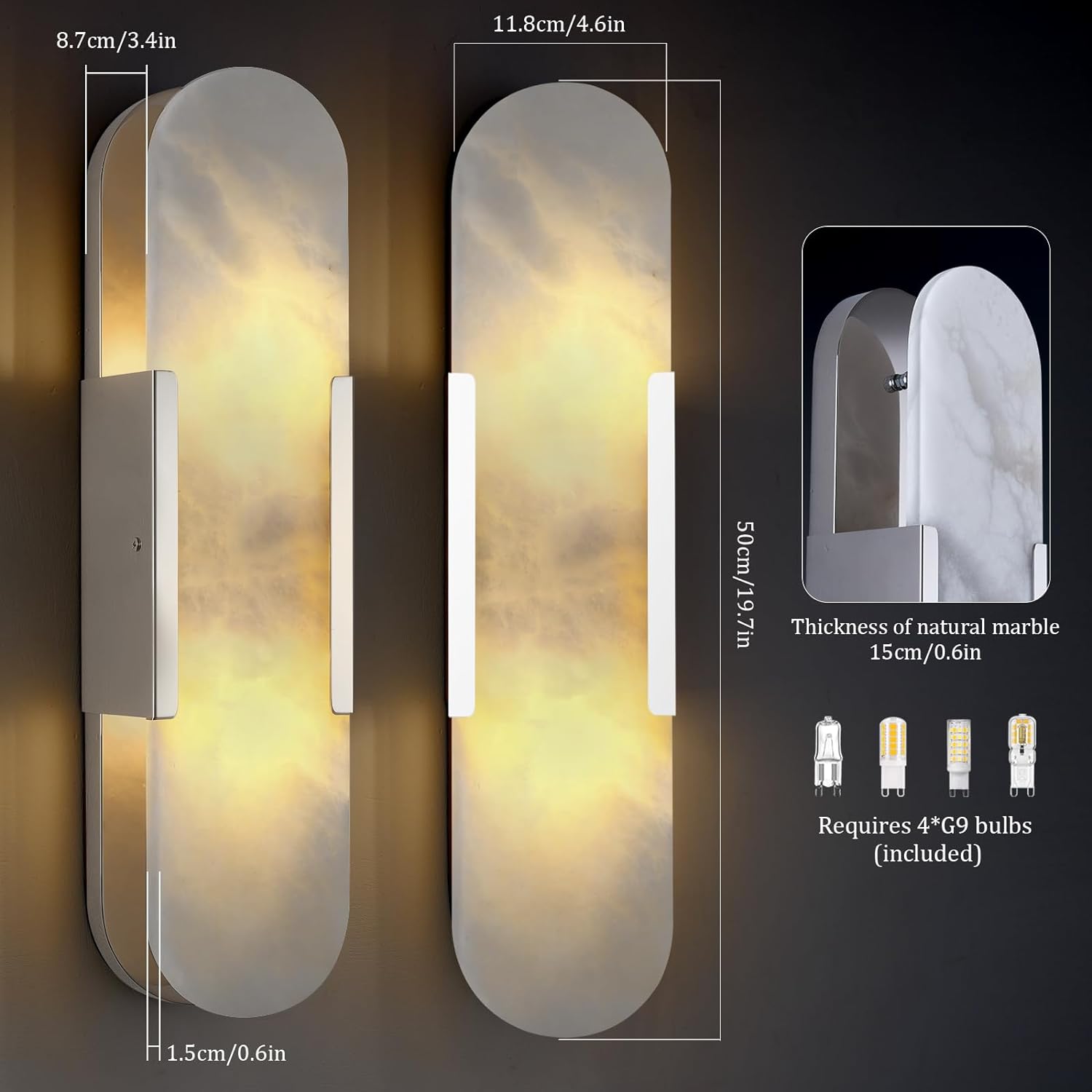 Ovelrune Oval-Shaped Alabaster Wall Sconce 13.8" - XYlight