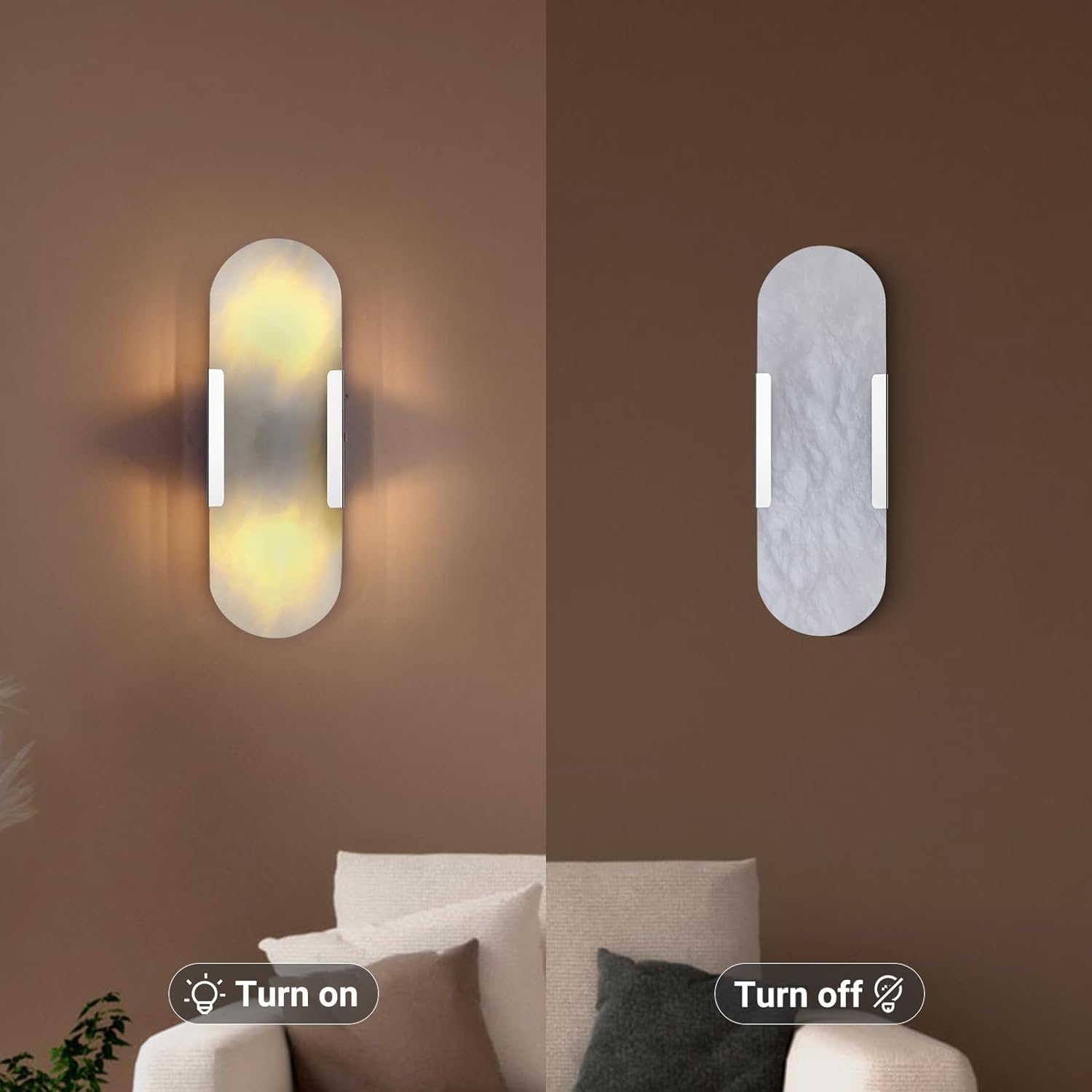 Ovelrune Oval-Shaped Alabaster Wall Sconce 13.8" - XYlight