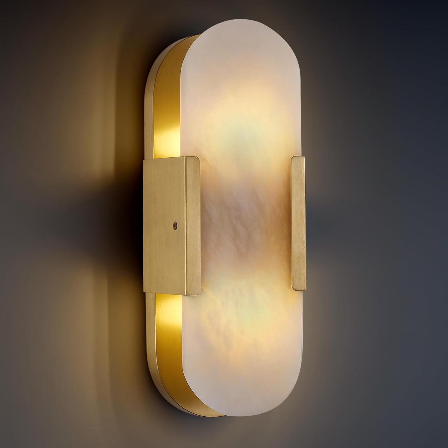 Ovelrune Oval-Shaped Alabaster Wall Sconce 13.8" - XYlight