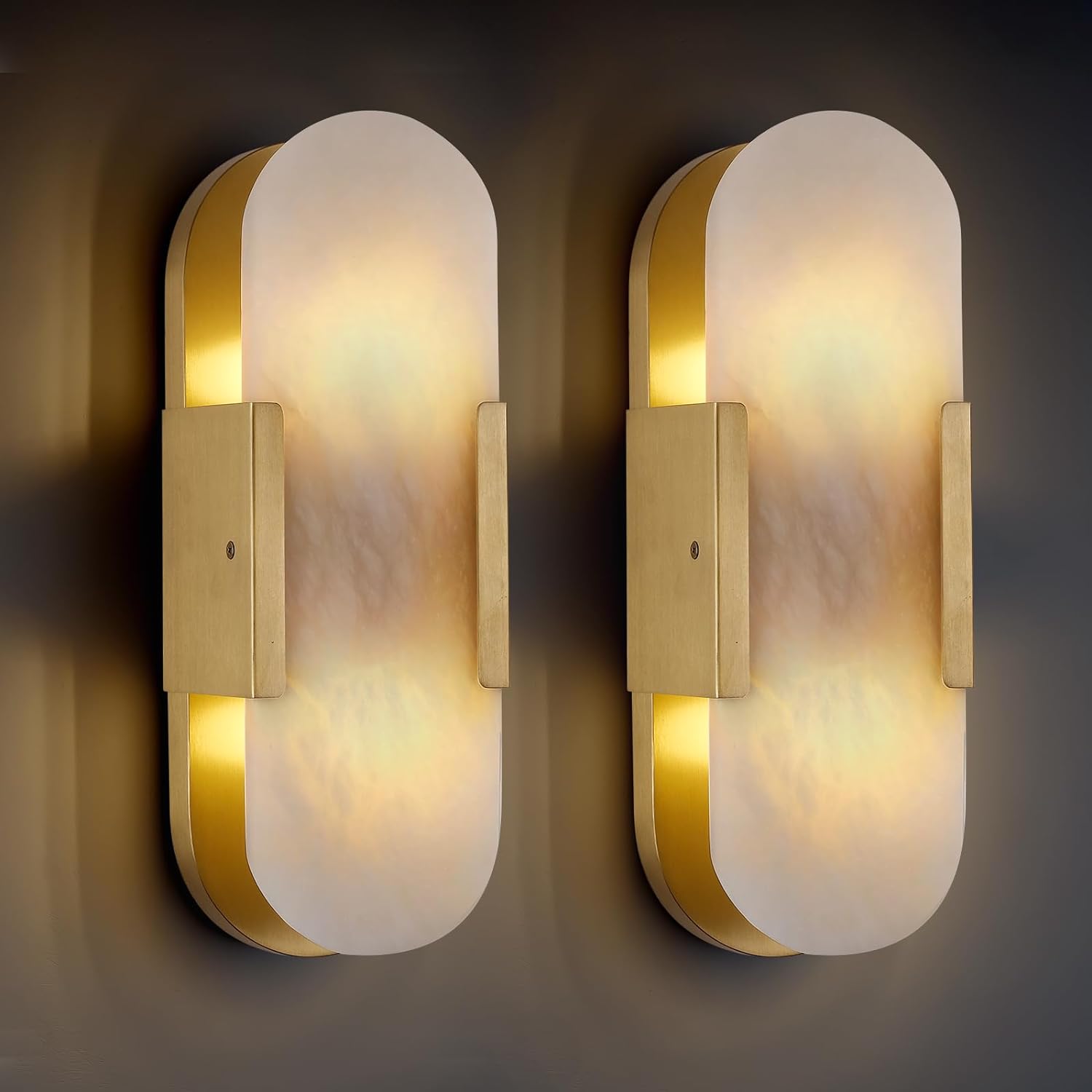 Ovelrune Oval-Shaped Alabaster Wall Sconce 13.8" - XYlight