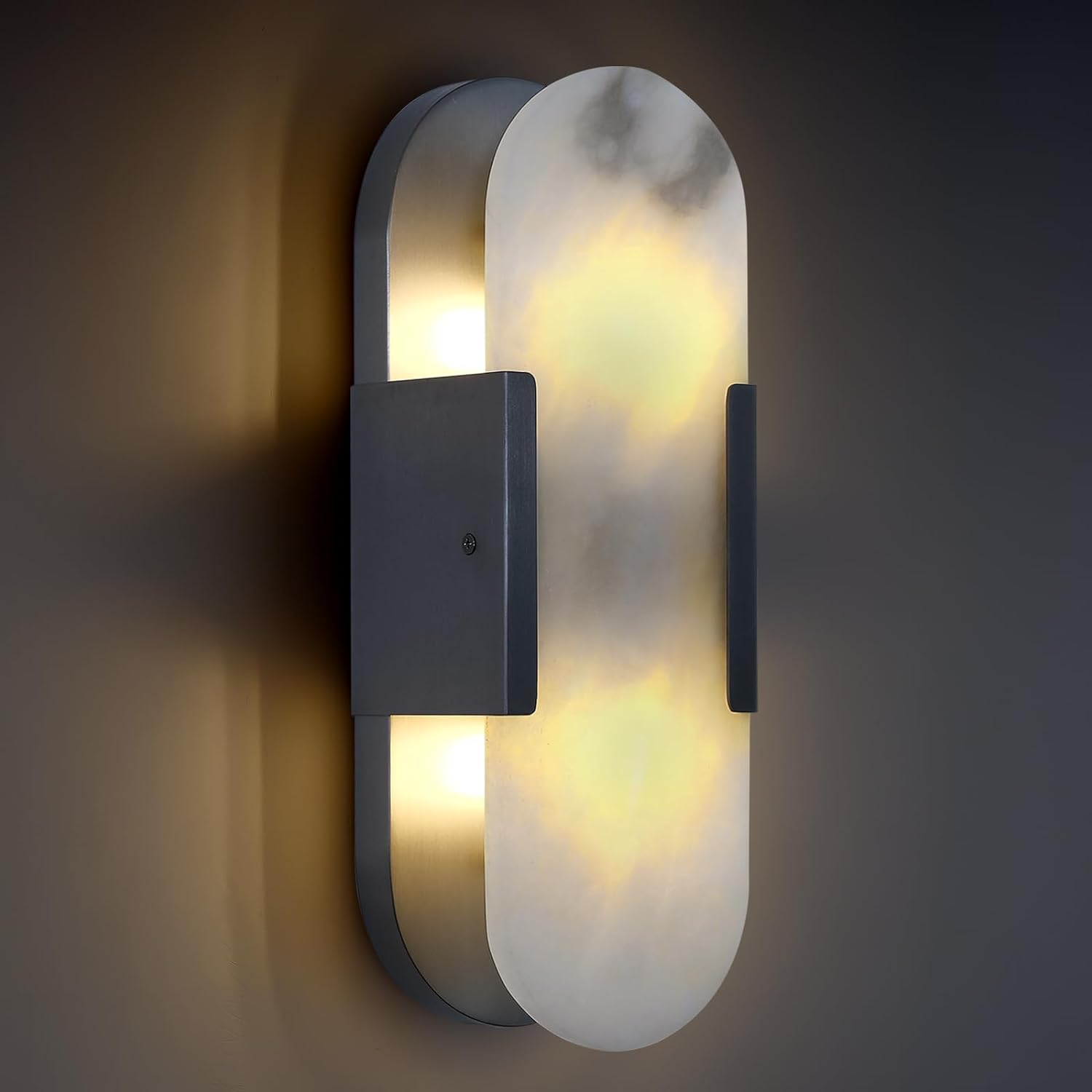 Ovelrune Oval-Shaped Alabaster Wall Sconce 13.8" - XYlight
