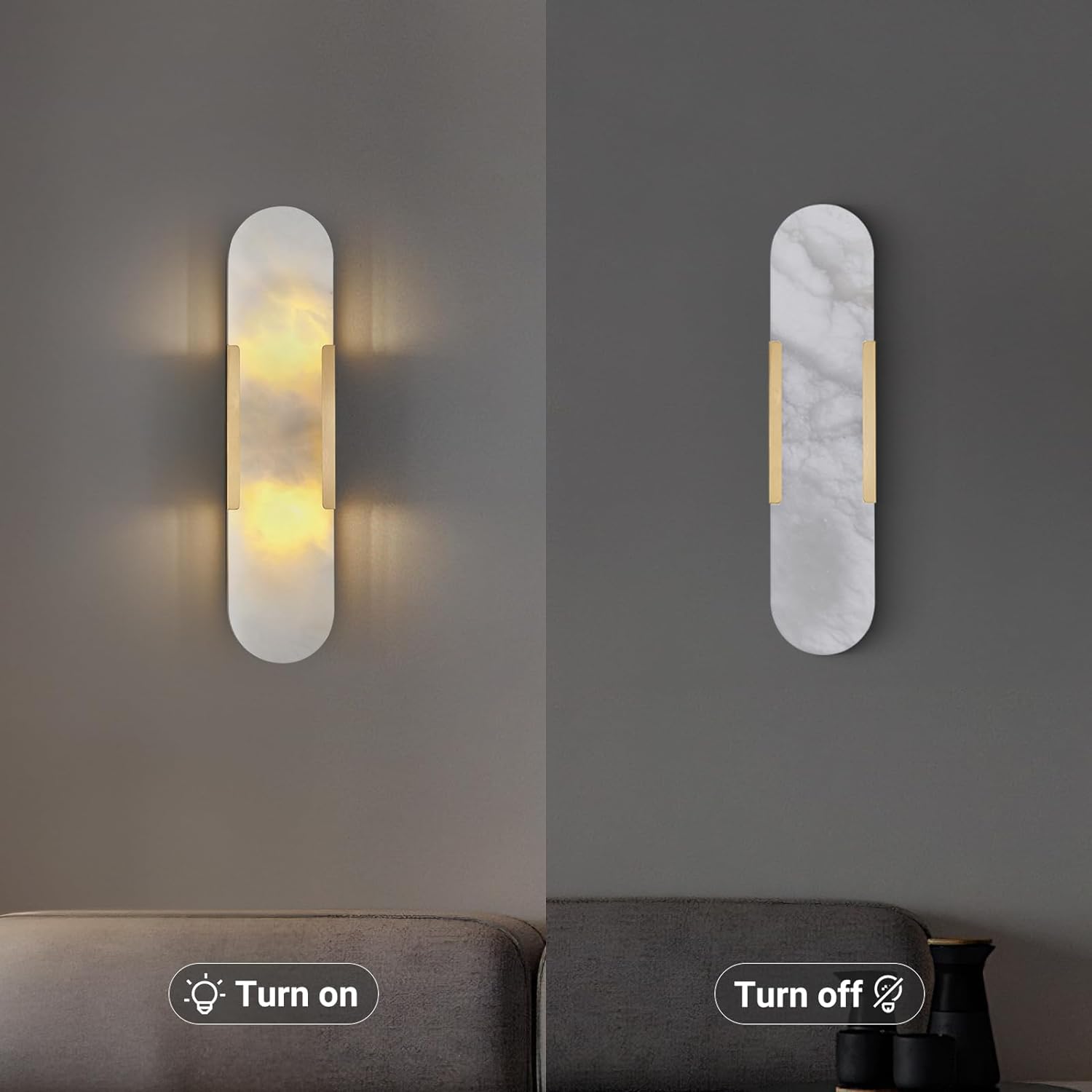 Ovelrune Oval-Shaped Alabaster Wall Sconce 13.8" - XYlight