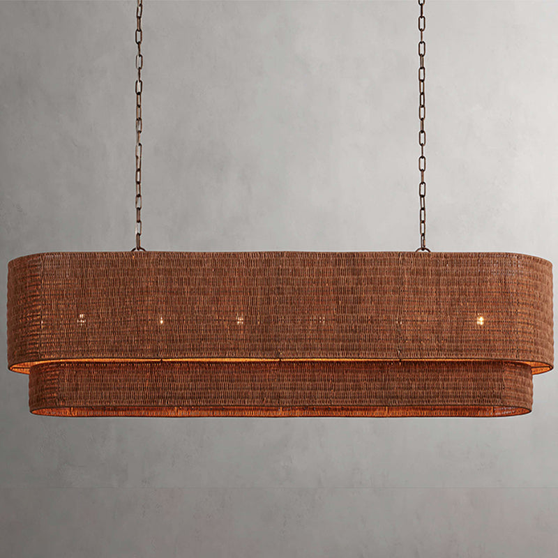 Paloma Rattan Linear Chandelier - XYlight