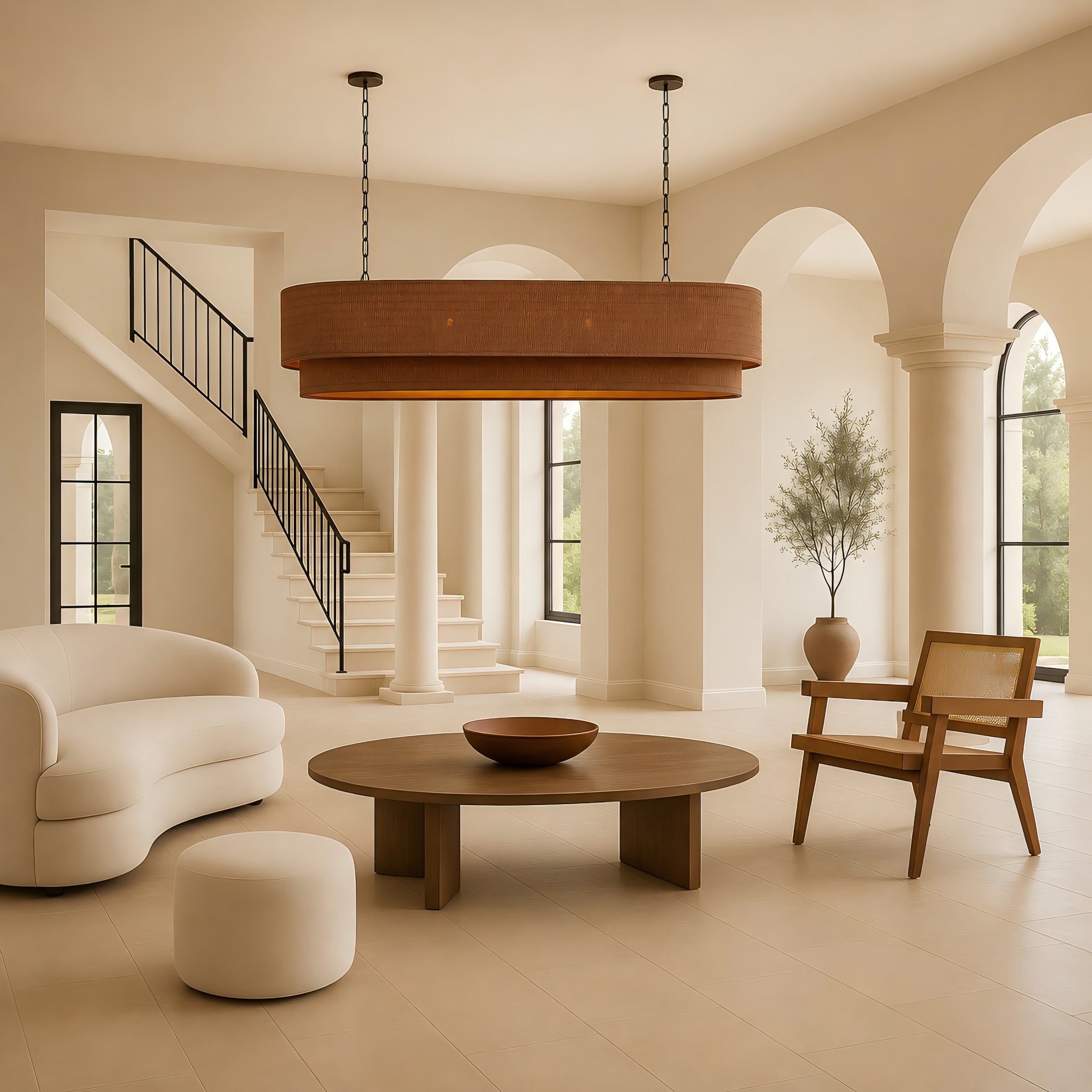 Paloma Rattan Linear Chandelier - XYlight