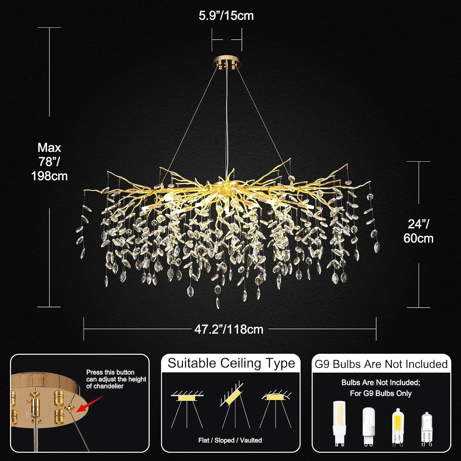 Pluvarelle Tree Branch Chandelier 23" - XYlight