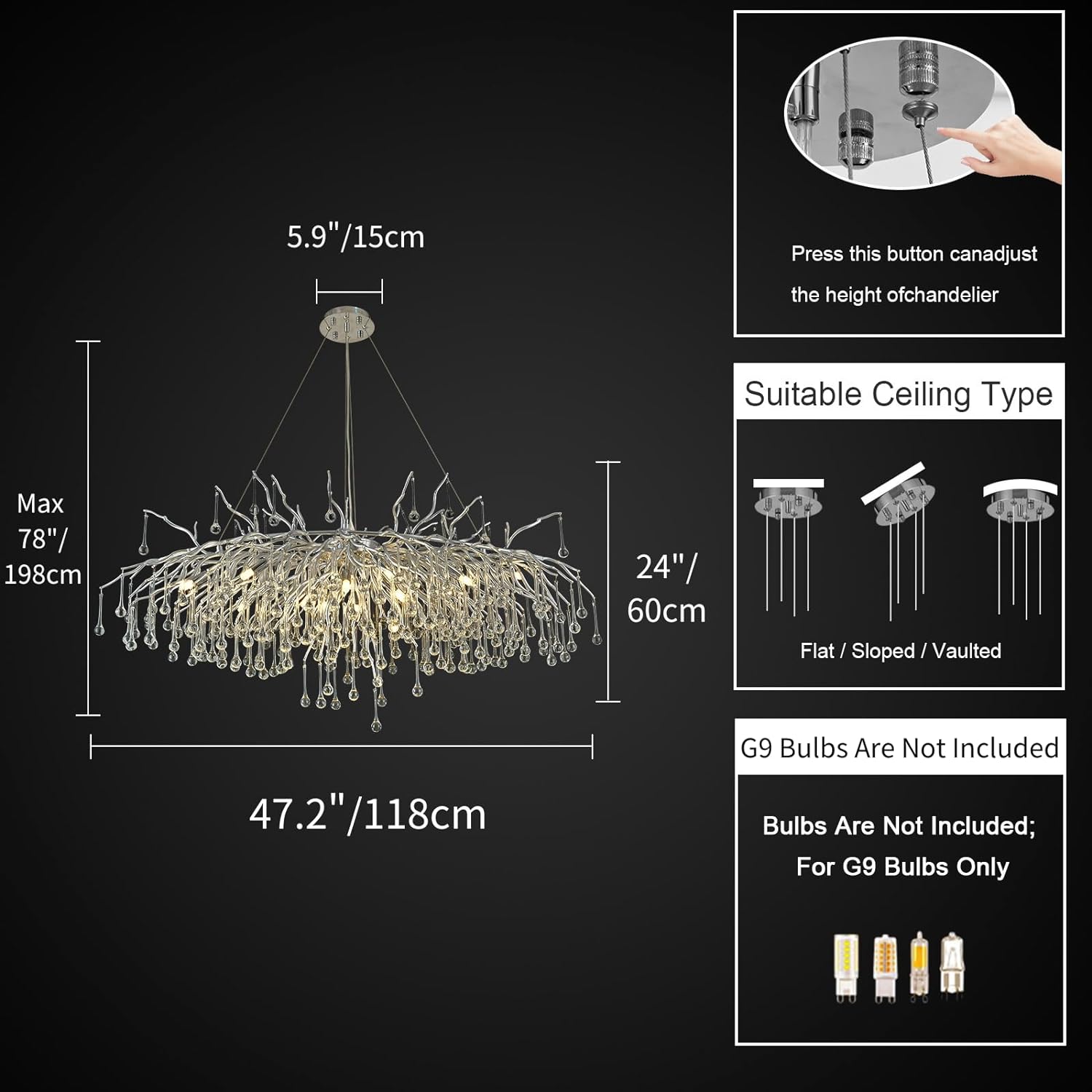 Pluvarelle Tree Branch Chandelier 23" - XYlight
