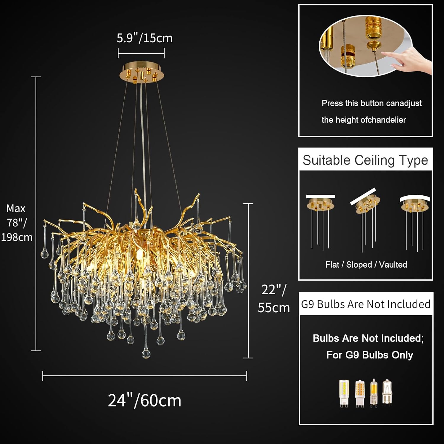 Pluvarelle Tree Branch Chandelier 23" - XYlight