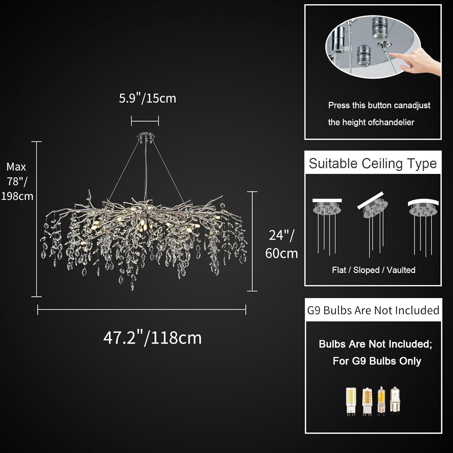 Pluvarelle Tree Branch Chandelier 23" - XYlight
