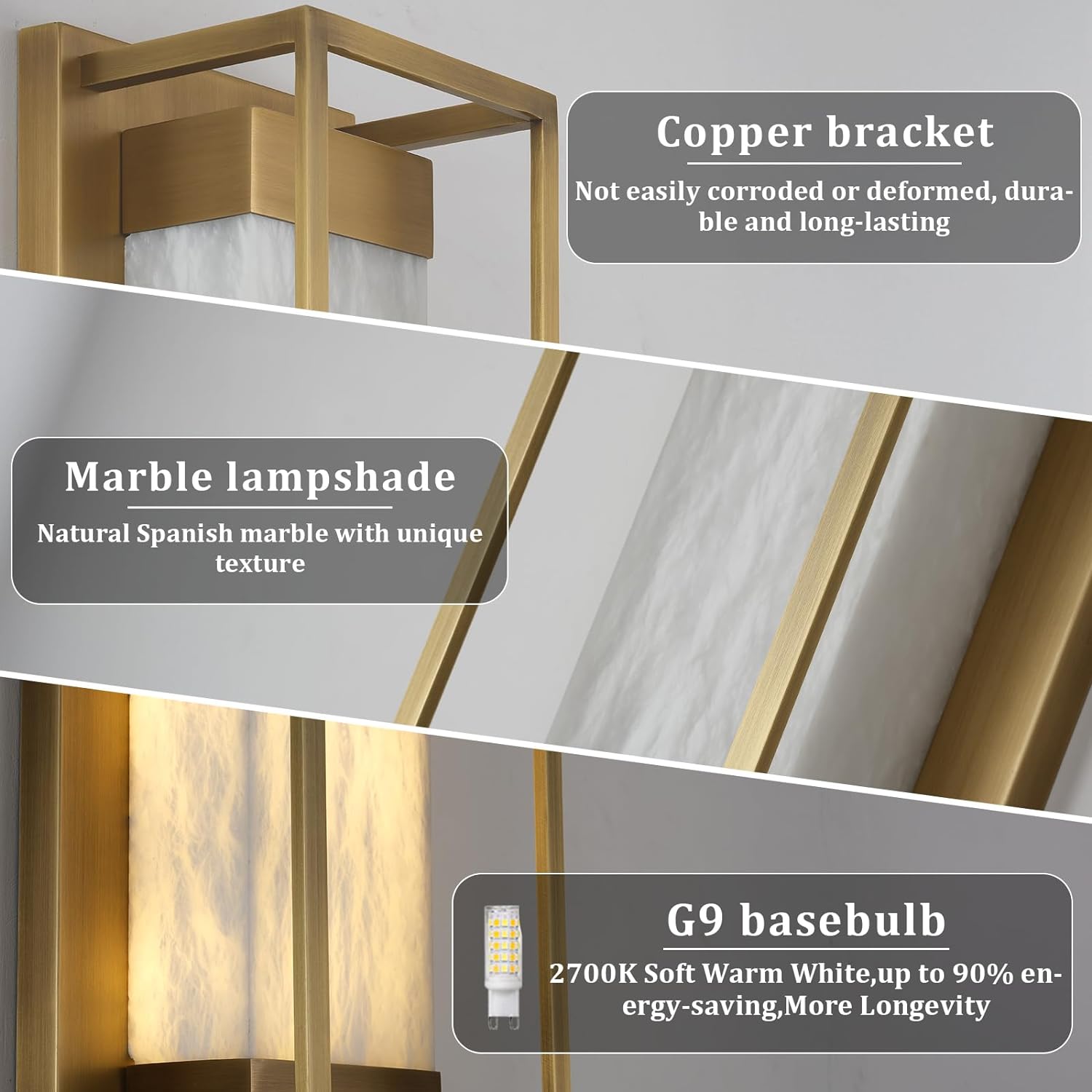 Quardelis Square-Shaped Alabaster Wall Sconce - XYlight