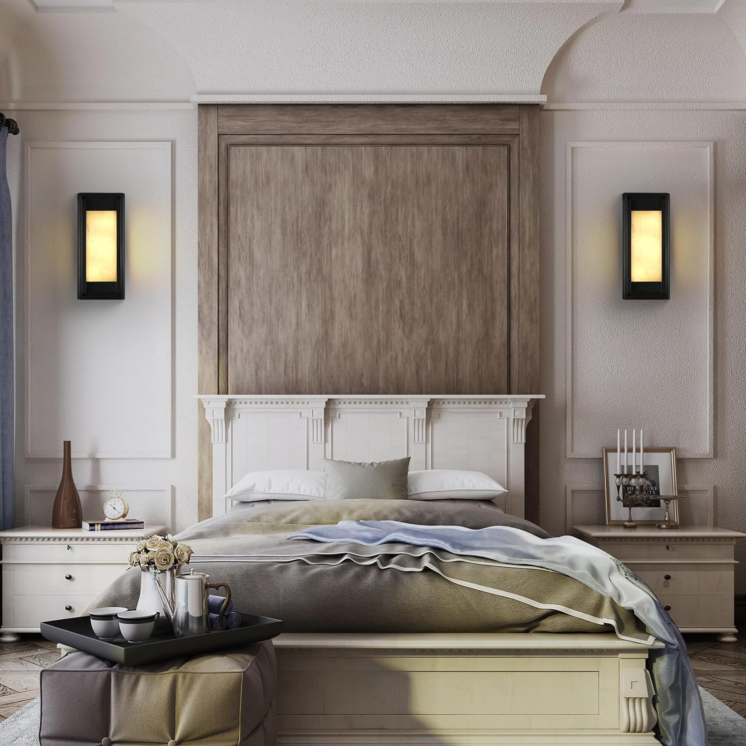 Quardelis Square-Shaped Alabaster Wall Sconce - XYlight