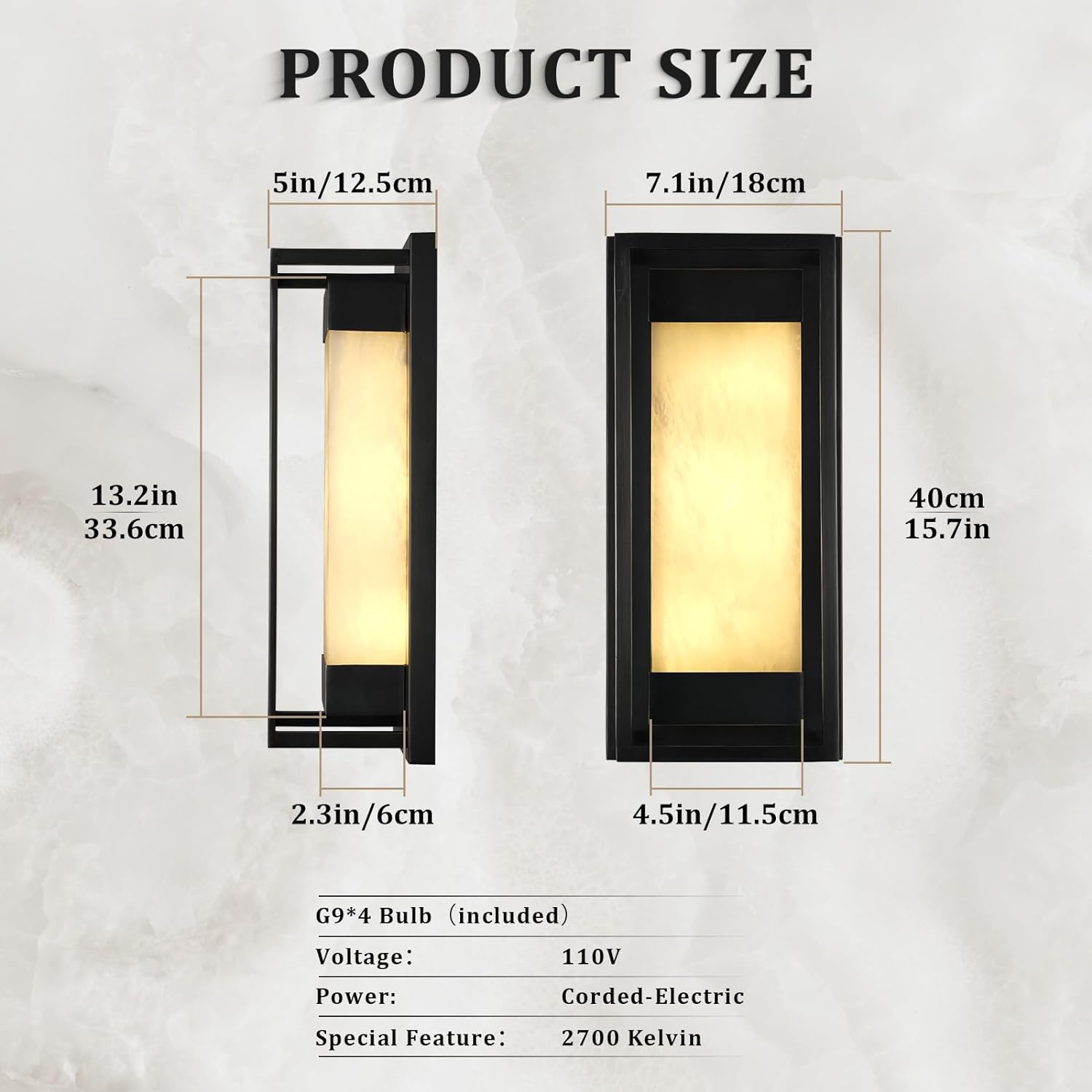Quardelis Square-Shaped Alabaster Wall Sconce - XYlight