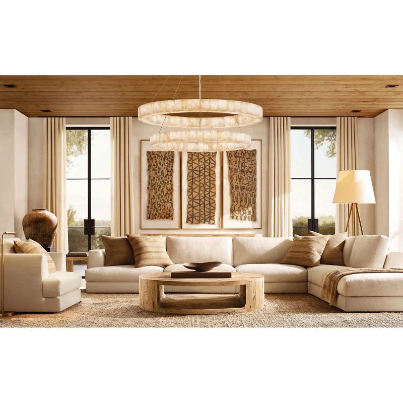 Rabedorn 2-Tier Round Calcite Chandelier - XYlight
