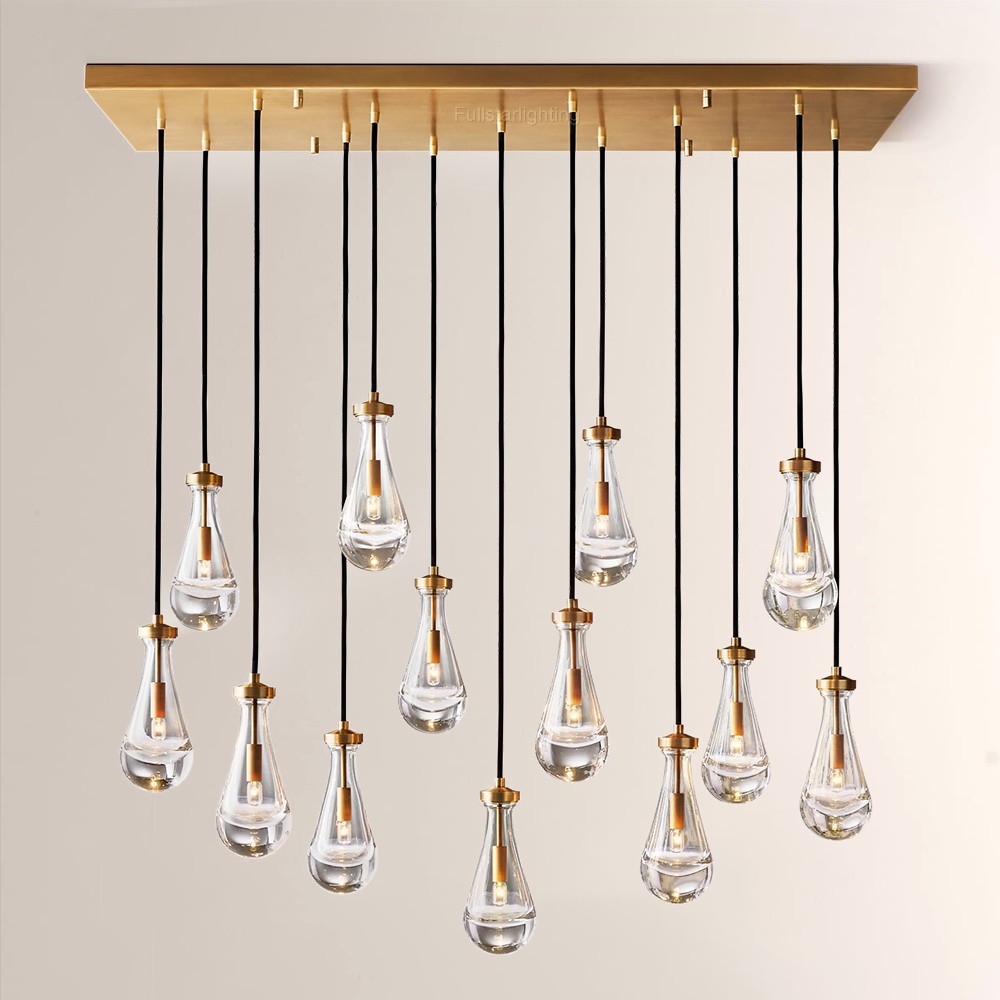 Raindrop Rectangular Hand-Blown Glass Chandelier - XYlight