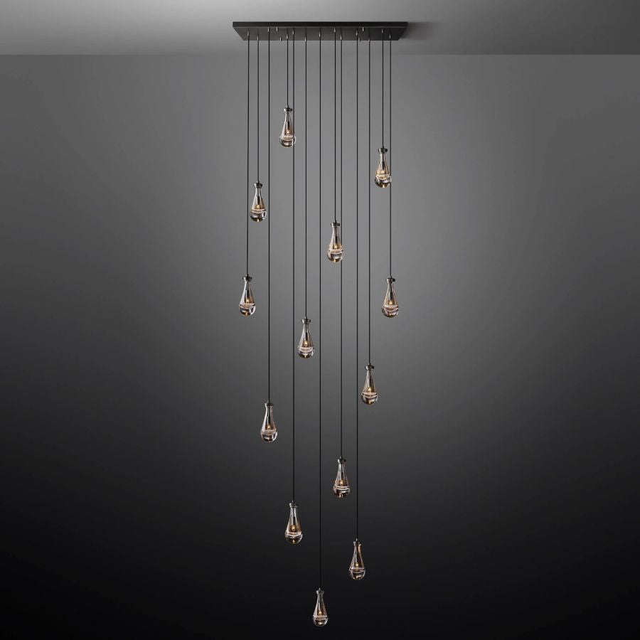 Raindrop Rectangular Hand-Blown Glass Chandelier - XYlight