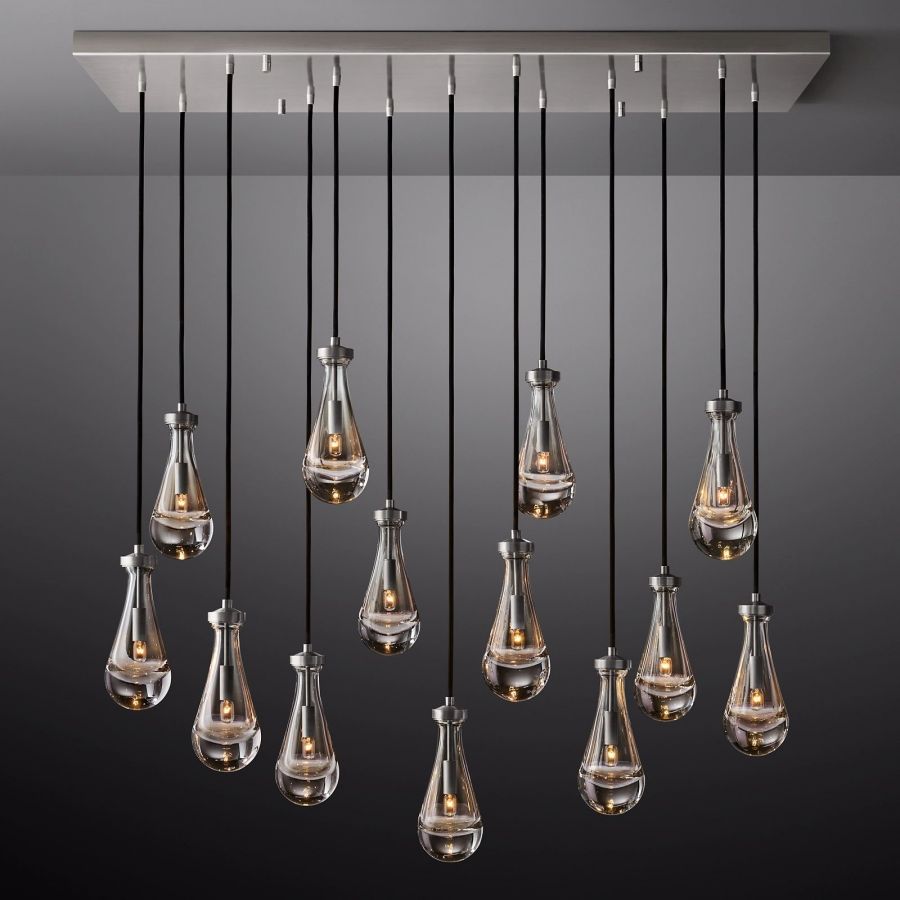 Raindrop Rectangular Hand-Blown Glass Chandelier - XYlight
