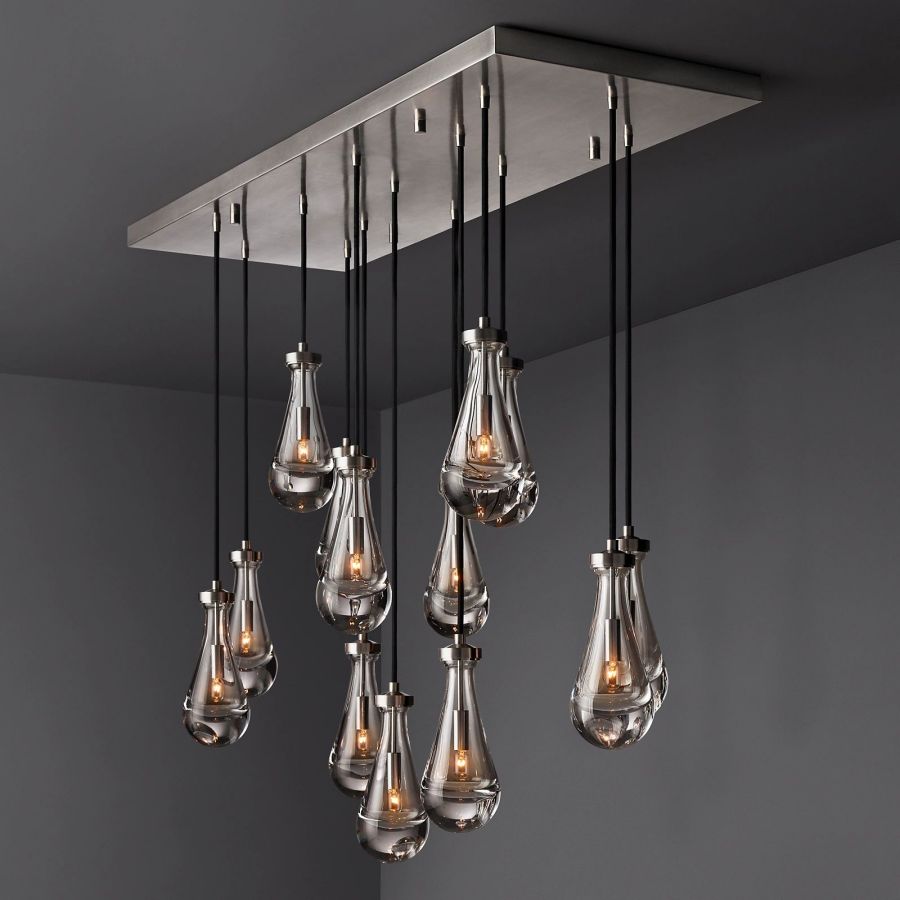 Raindrop Rectangular Hand-Blown Glass Chandelier - XYlight