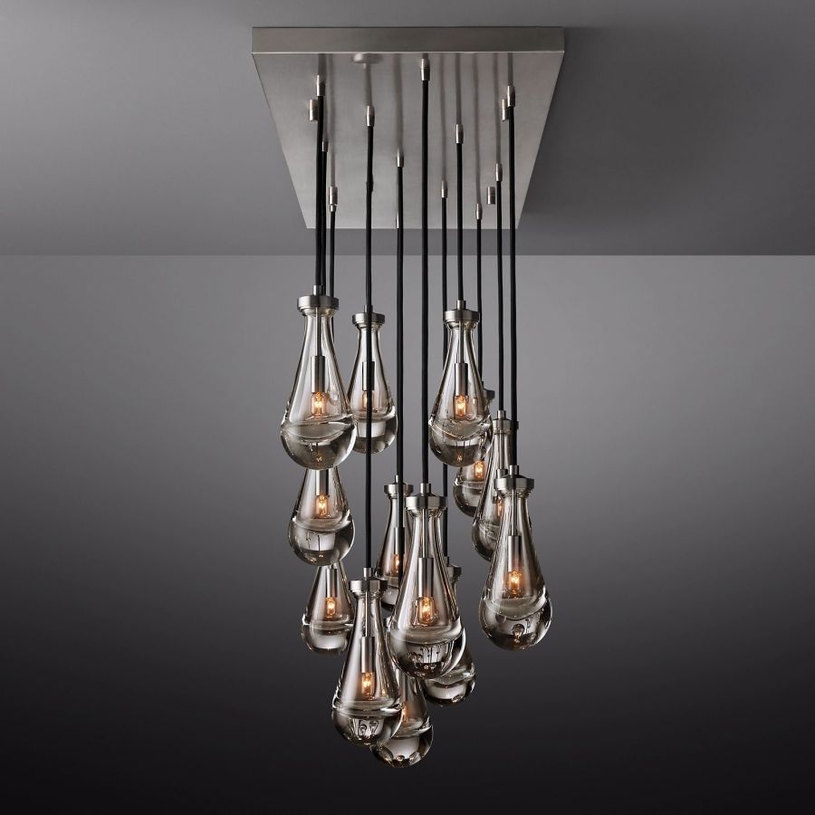 Raindrop Rectangular Hand-Blown Glass Chandelier - XYlight