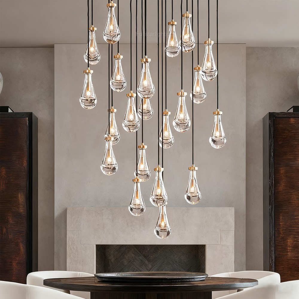 Raindrop Rectangular Hand-Blown Glass Chandelier - XYlight