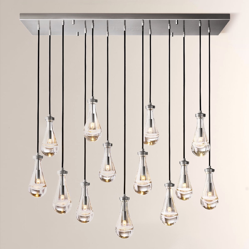 Raindrop Rectangular Hand-Blown Glass Chandelier - XYlight