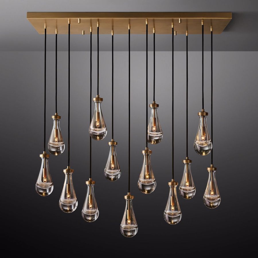 Raindrop Rectangular Hand-Blown Glass Chandelier - XYlight