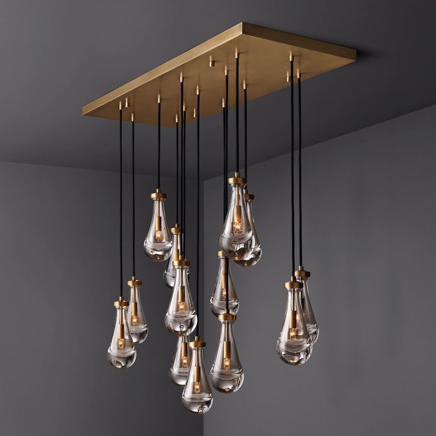 Raindrop Rectangular Hand-Blown Glass Chandelier - XYlight