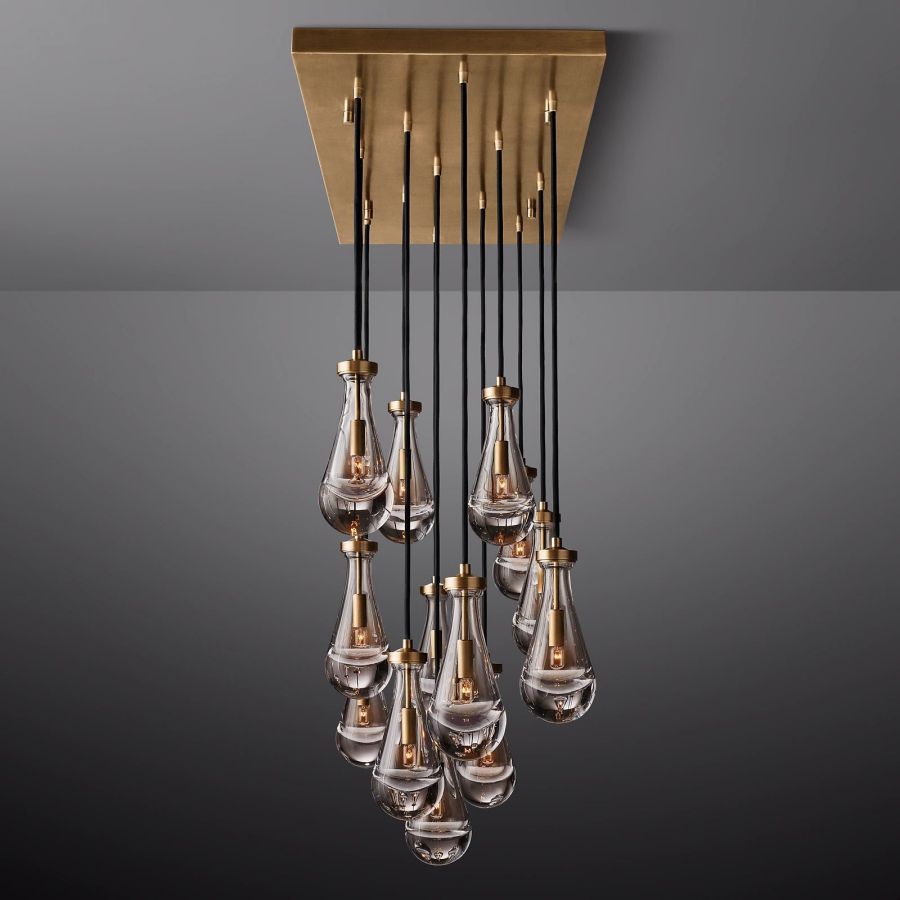 Raindrop Rectangular Hand-Blown Glass Chandelier - XYlight