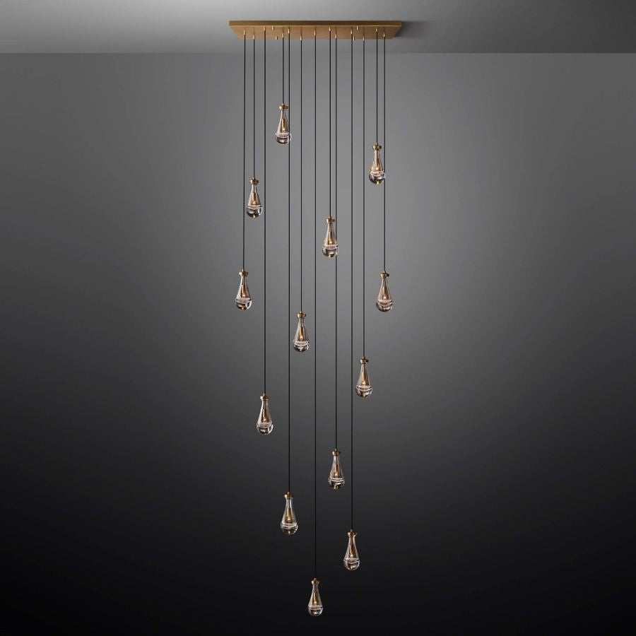 Raindrop Rectangular Hand-Blown Glass Chandelier - XYlight
