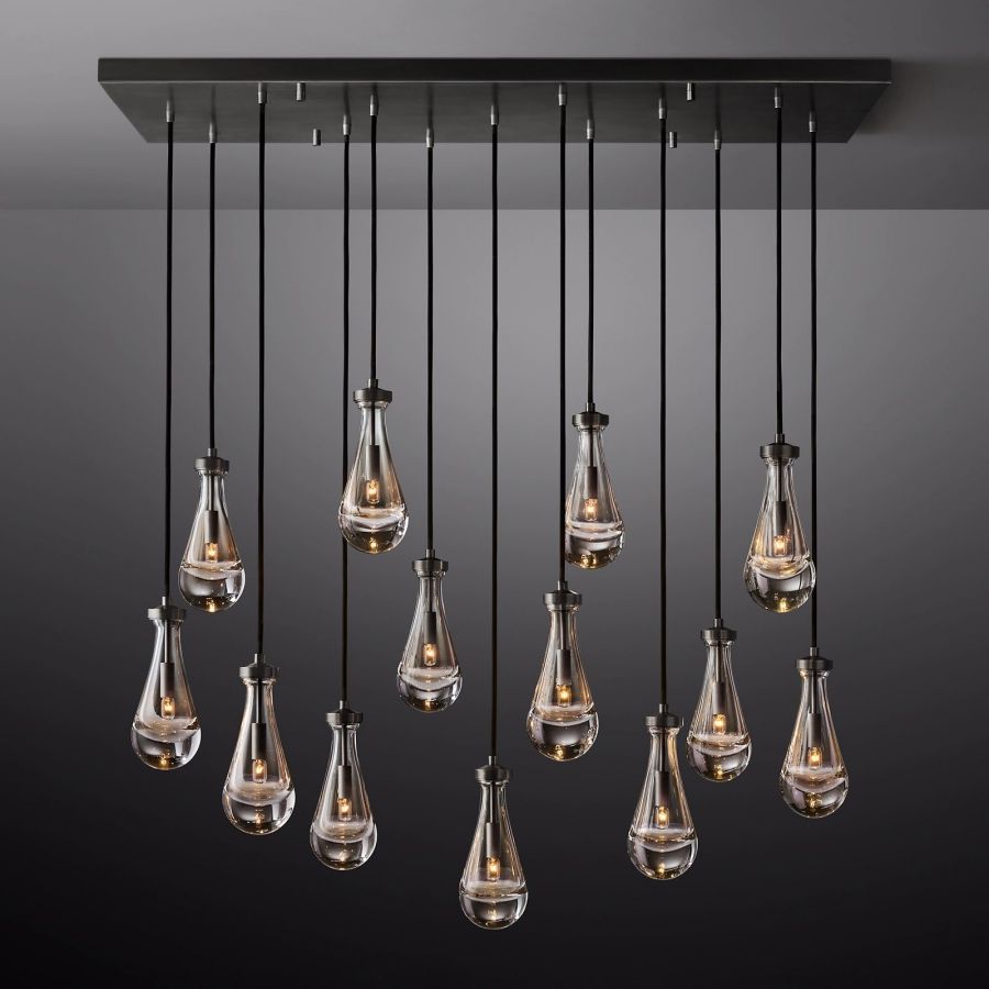 Raindrop Rectangular Hand-Blown Glass Chandelier - XYlight