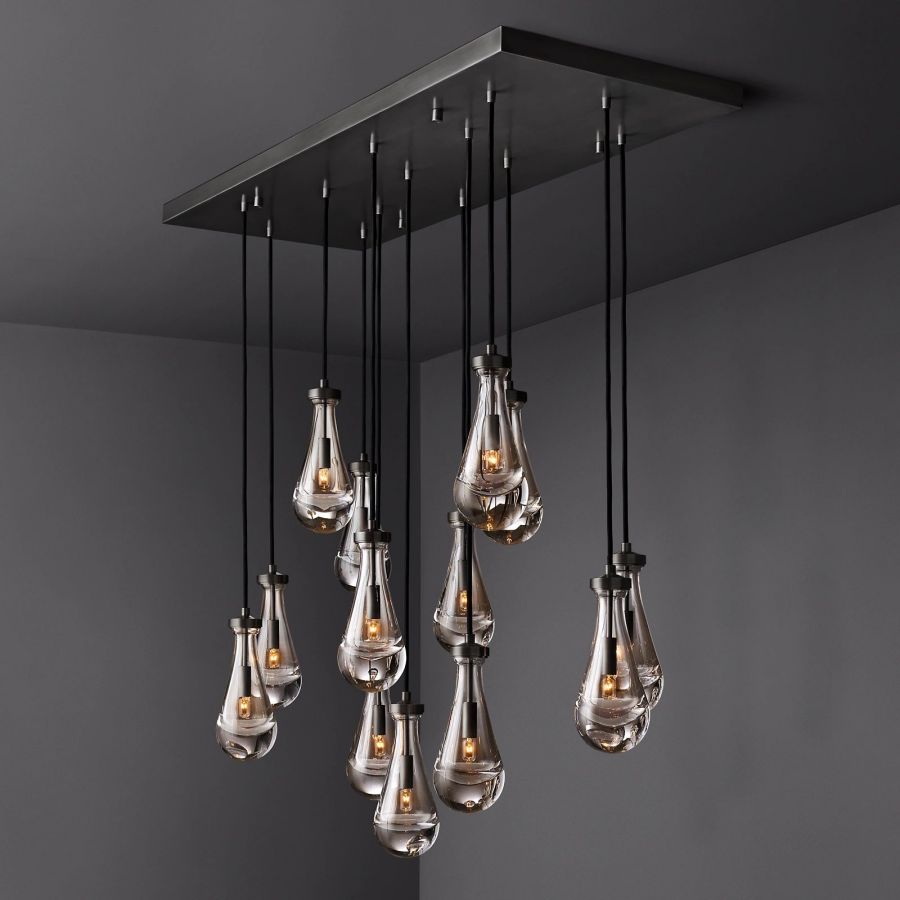 Raindrop Rectangular Hand-Blown Glass Chandelier - XYlight
